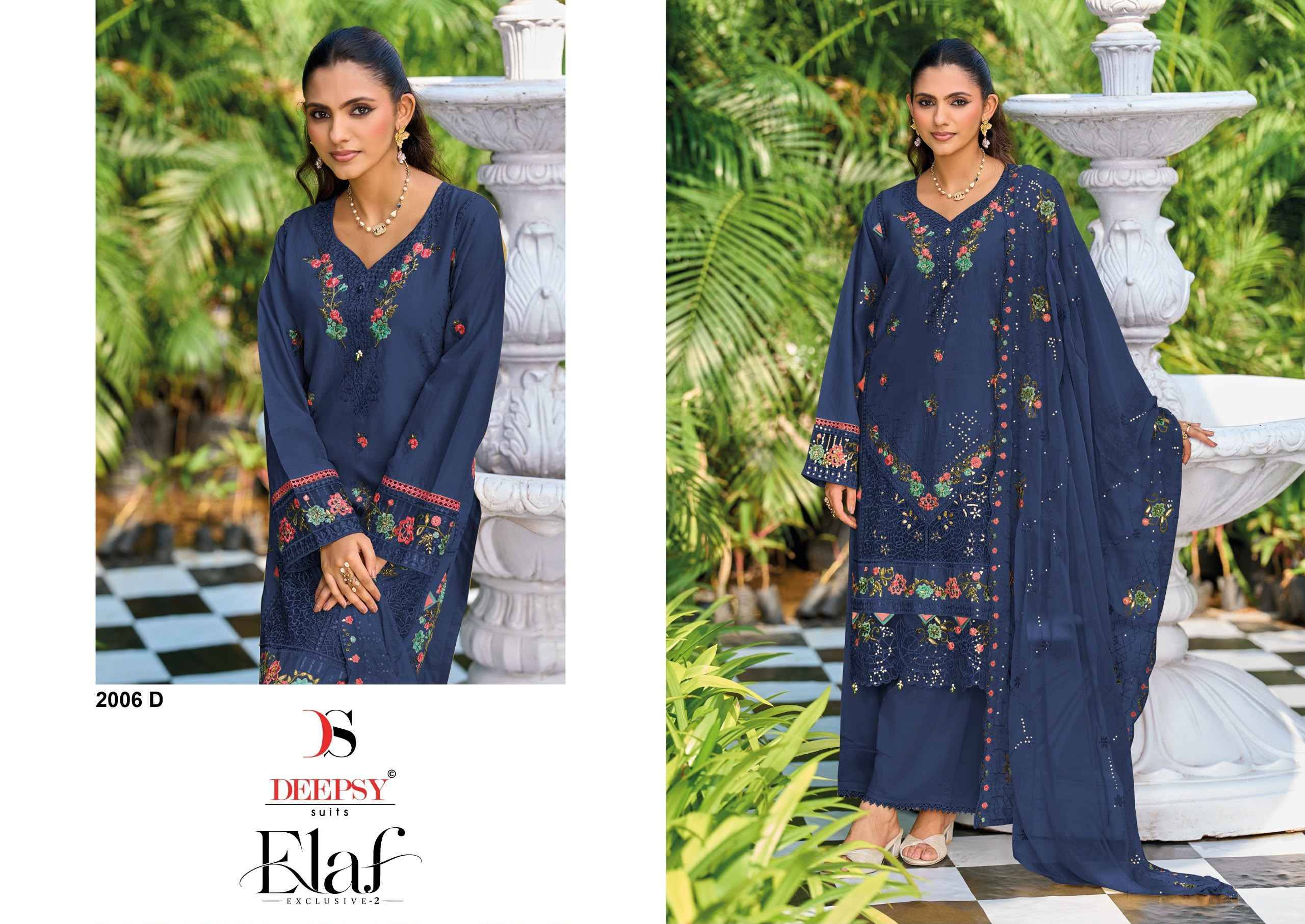 Deepsy Elaf Exclusive Vol 2 D No 2006 Lawn Cotton Dress Material 4 pcs Catalog