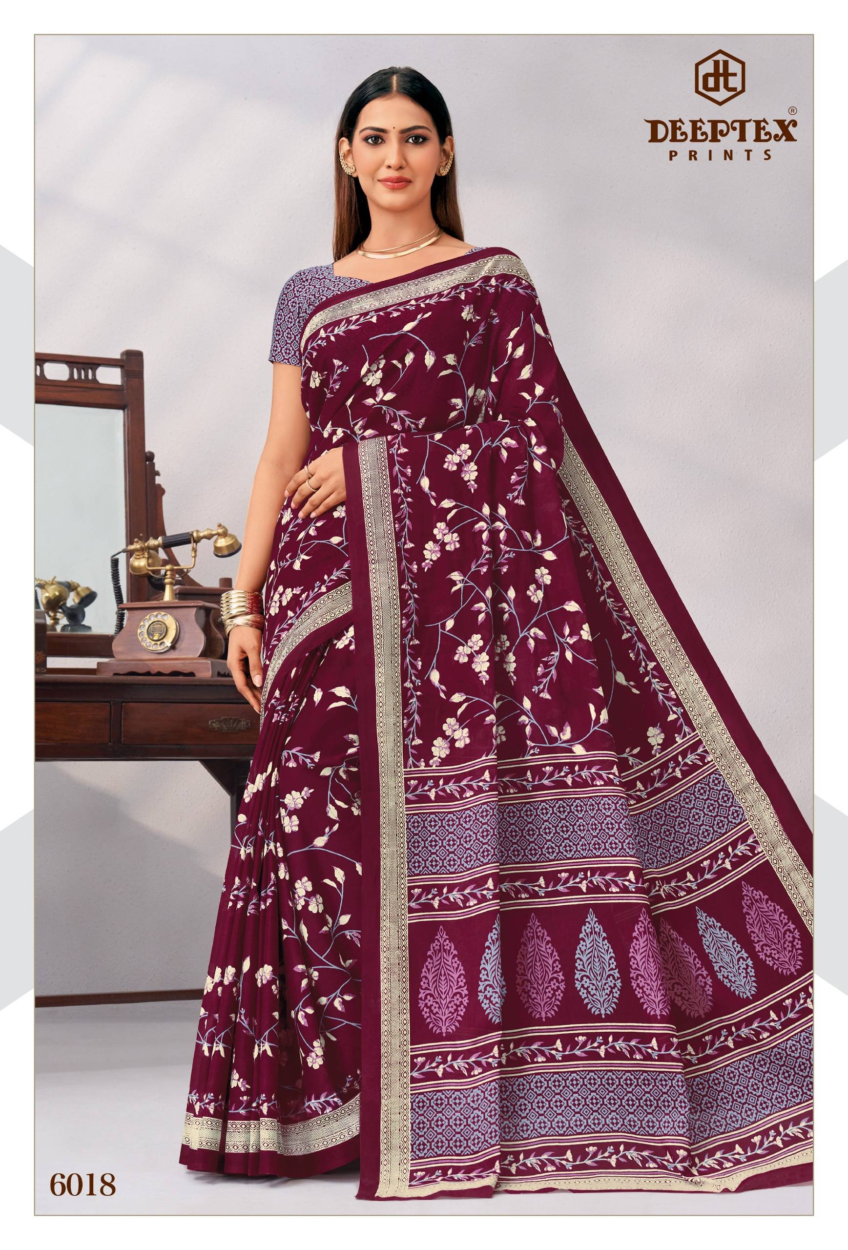 Deeptex Mother India Vol 60 Pure Cotton Sarees 30 Pcs Catalog