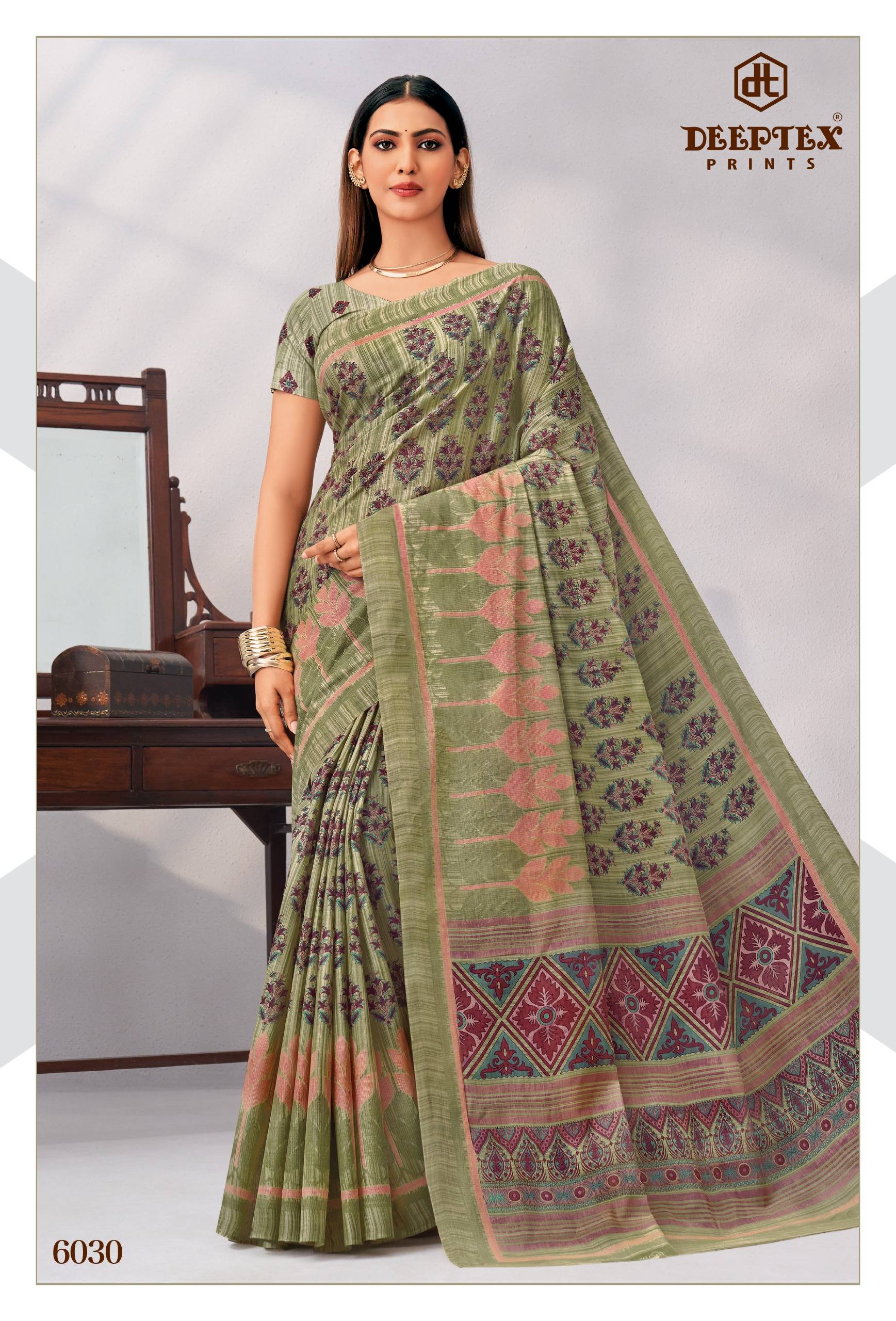 Deeptex Mother India Vol 60 Pure Cotton Sarees 30 Pcs Catalog