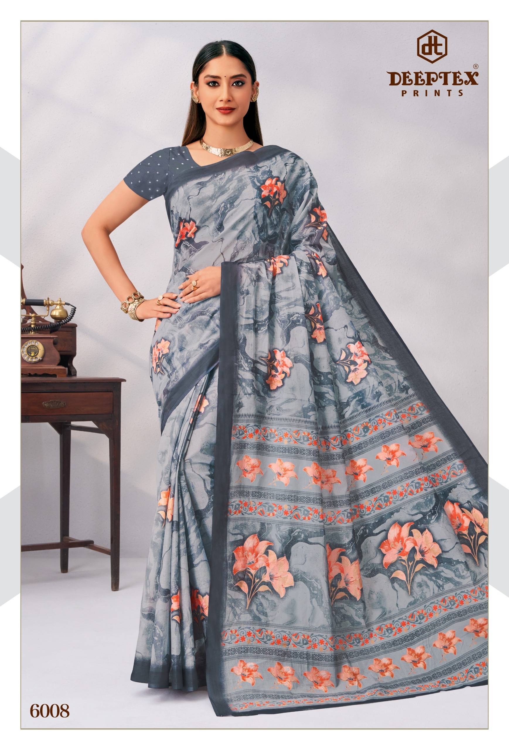 Deeptex Mother India Vol 60 Pure Cotton Sarees 30 Pcs Catalog