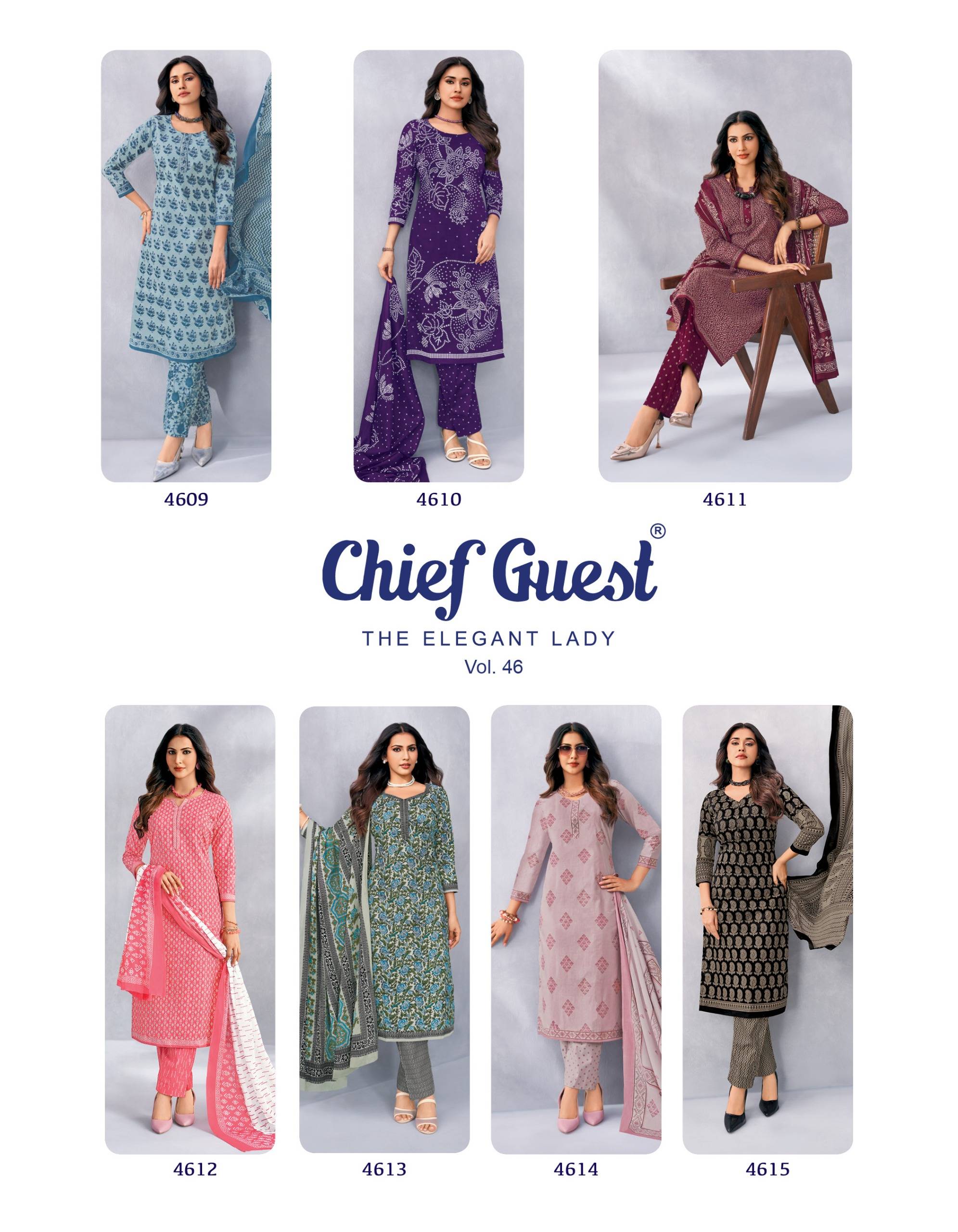 Deeptex Prints Chief Guest Vol 46 Pure Cotton Salwar Kameez 15 Pcs Catalog