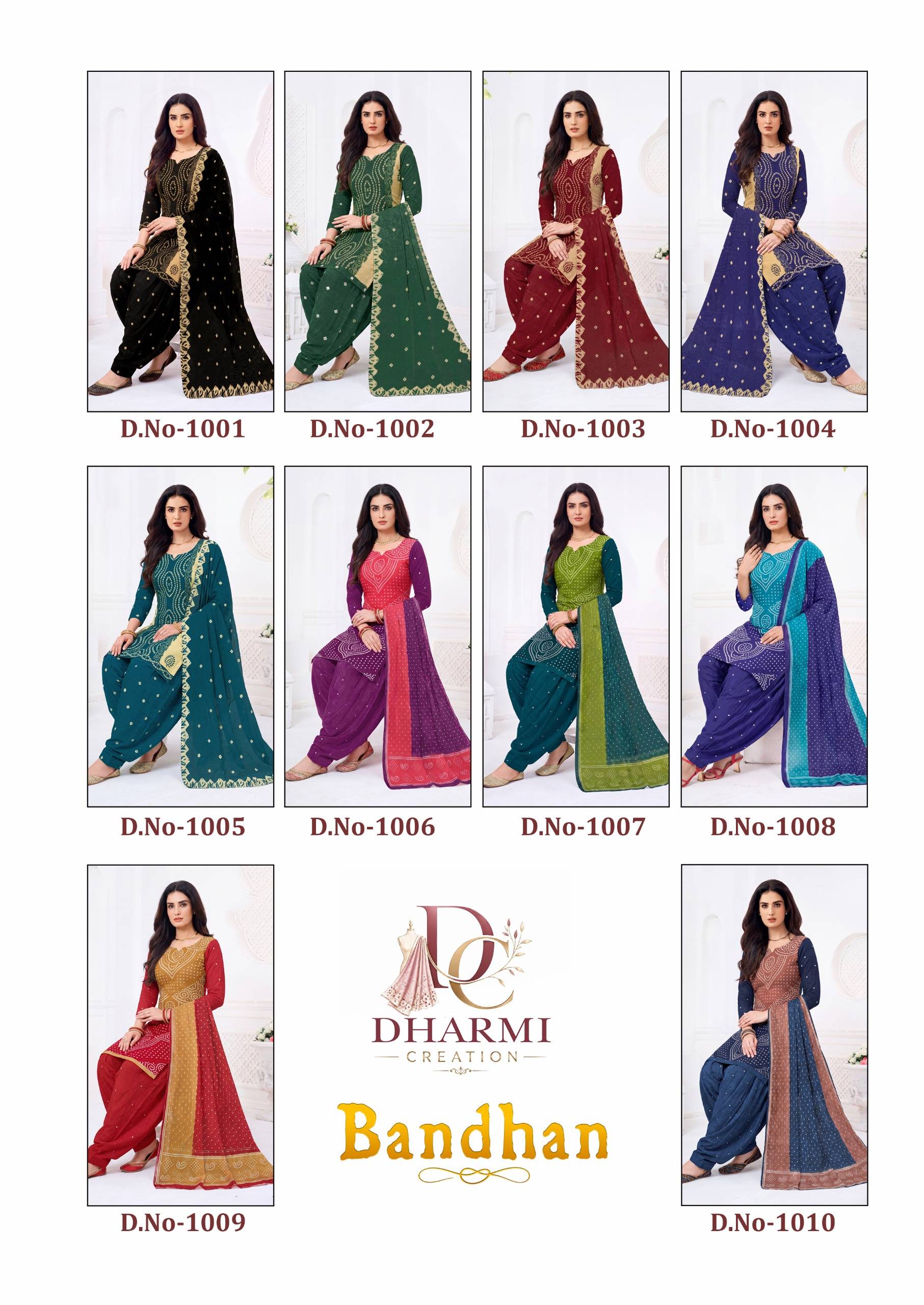 Dharmi Bandhan Pure Cotton Dress Material With Price 10 Pcs Catalog
