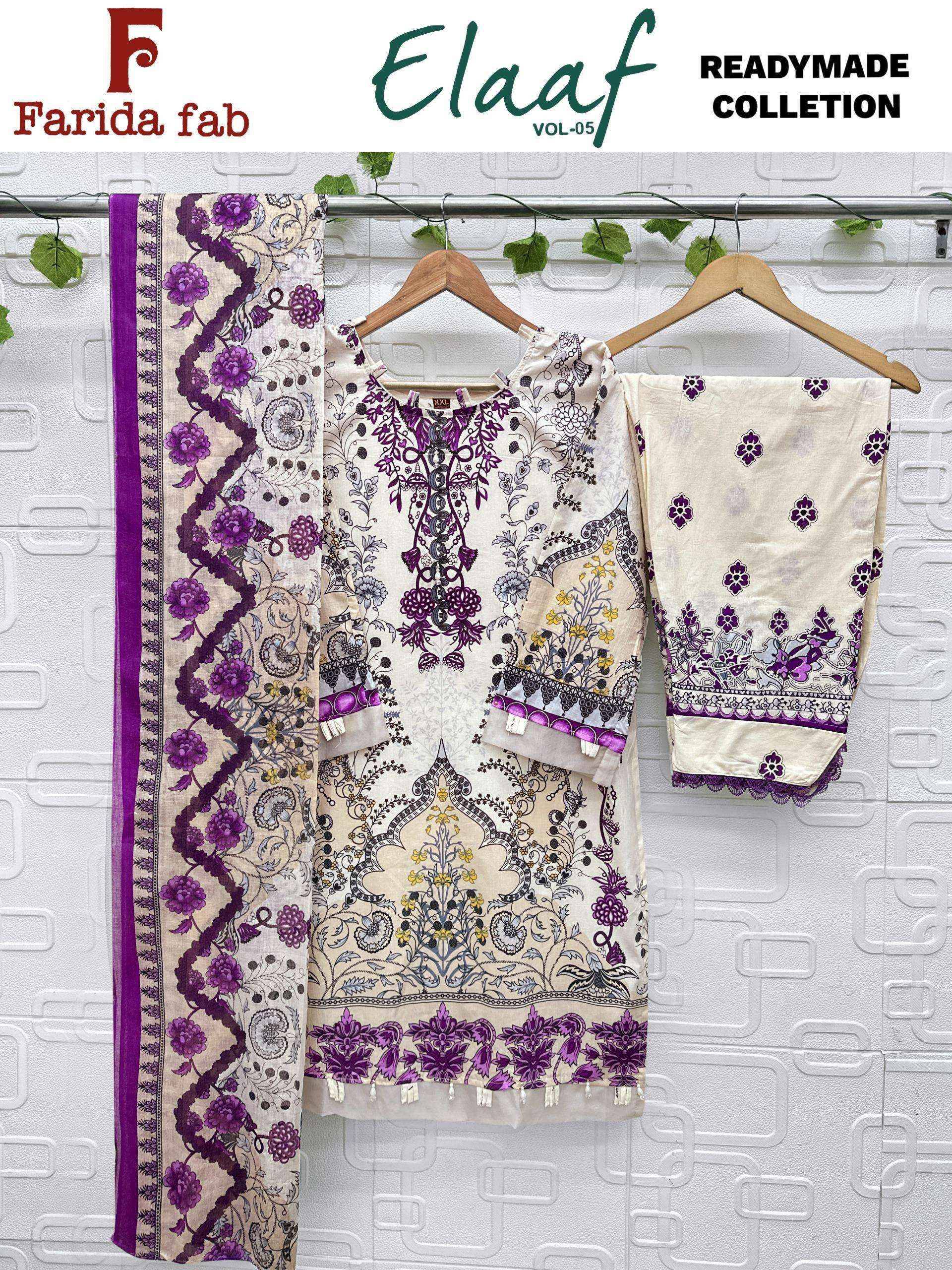 Farida Fab Elaaf Vol 5 Readymade Cotton Dress _ Surat Wholesalers 6 Pcs Catalog 