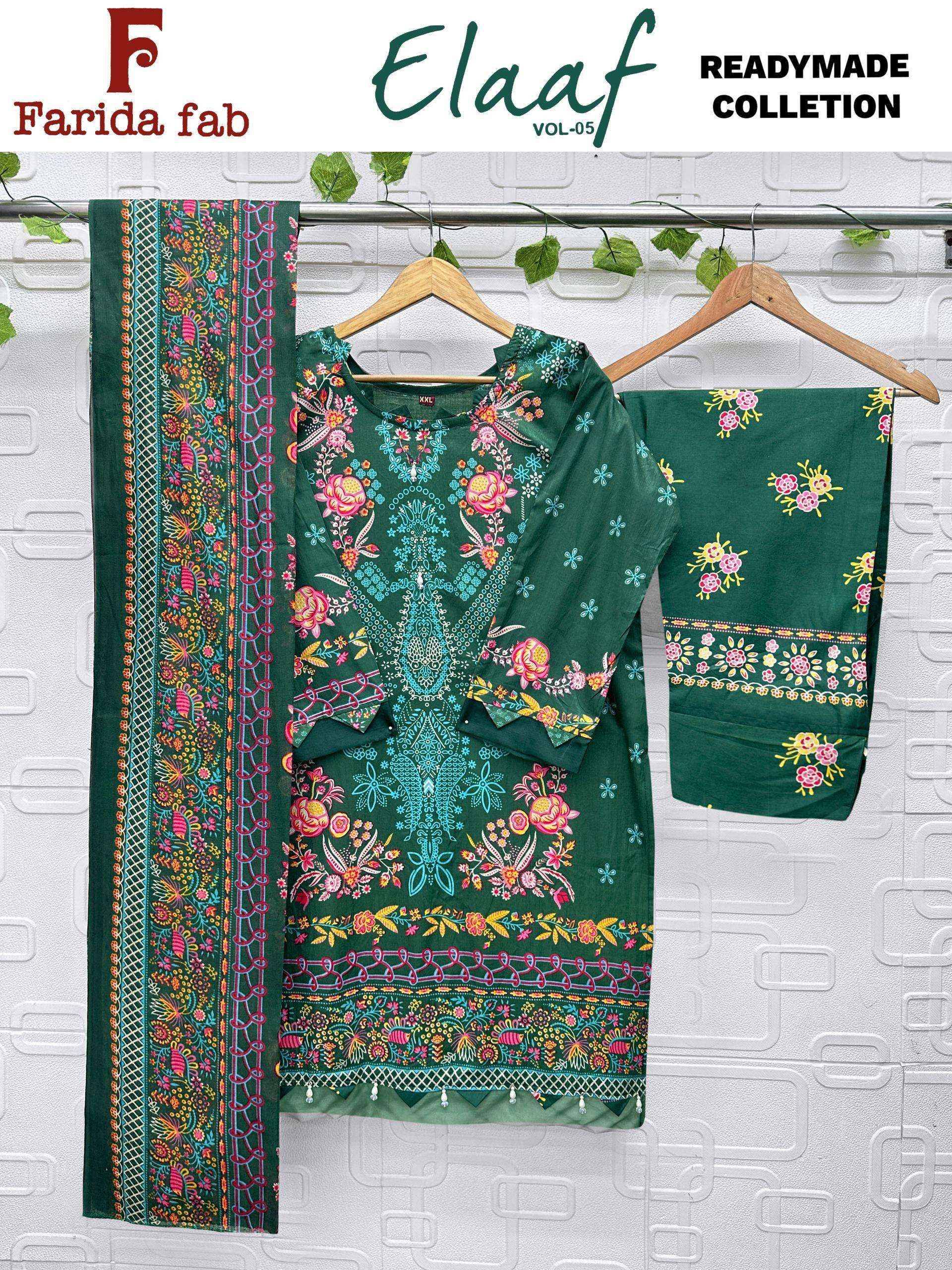 Farida Fab Elaaf Vol 5 Readymade Cotton Dress _ Surat Wholesalers 6 Pcs Catalog 