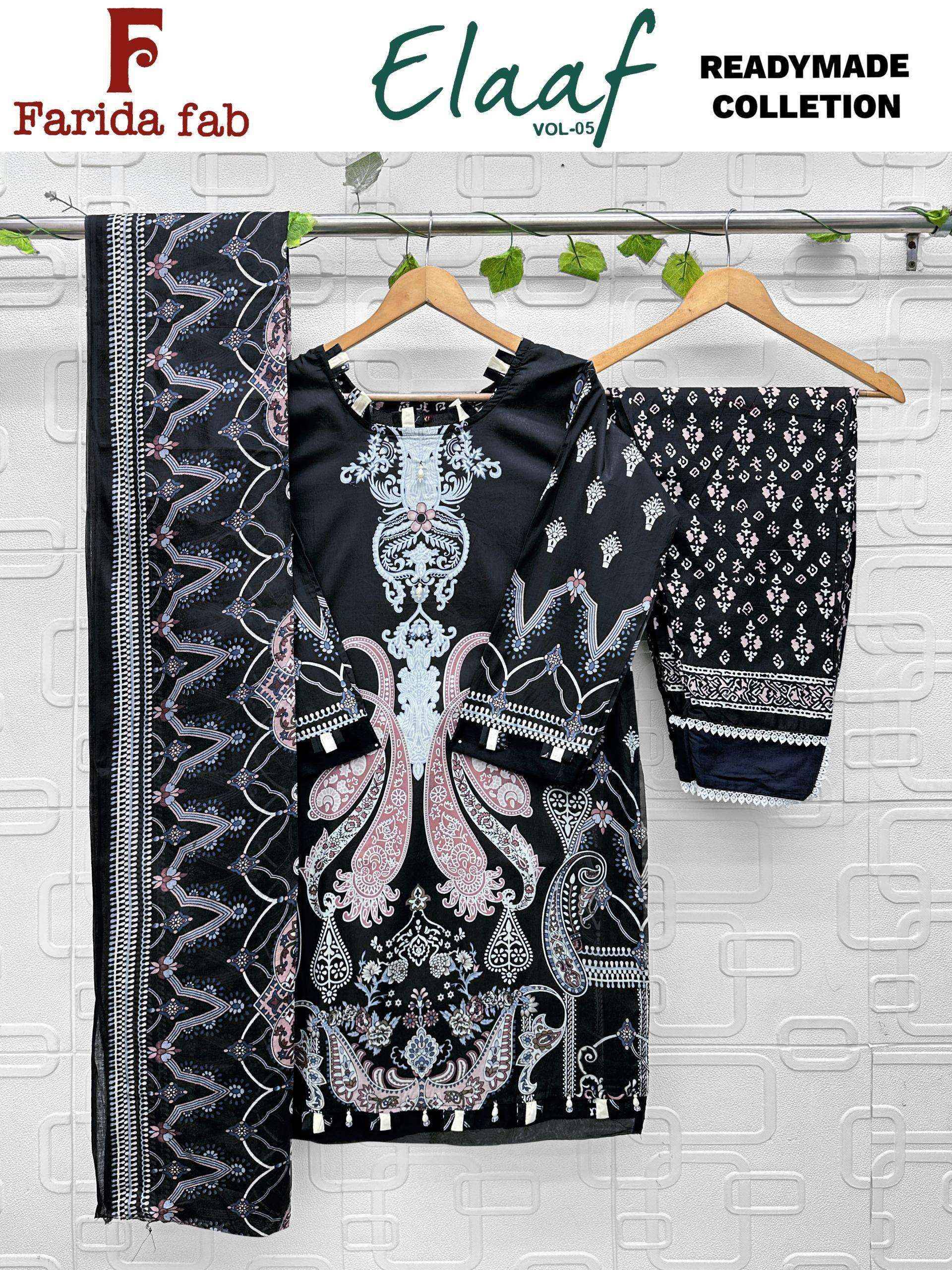 Farida Fab Elaaf Vol 5 Readymade Cotton Dress _ Surat Wholesalers 6 Pcs Catalog 