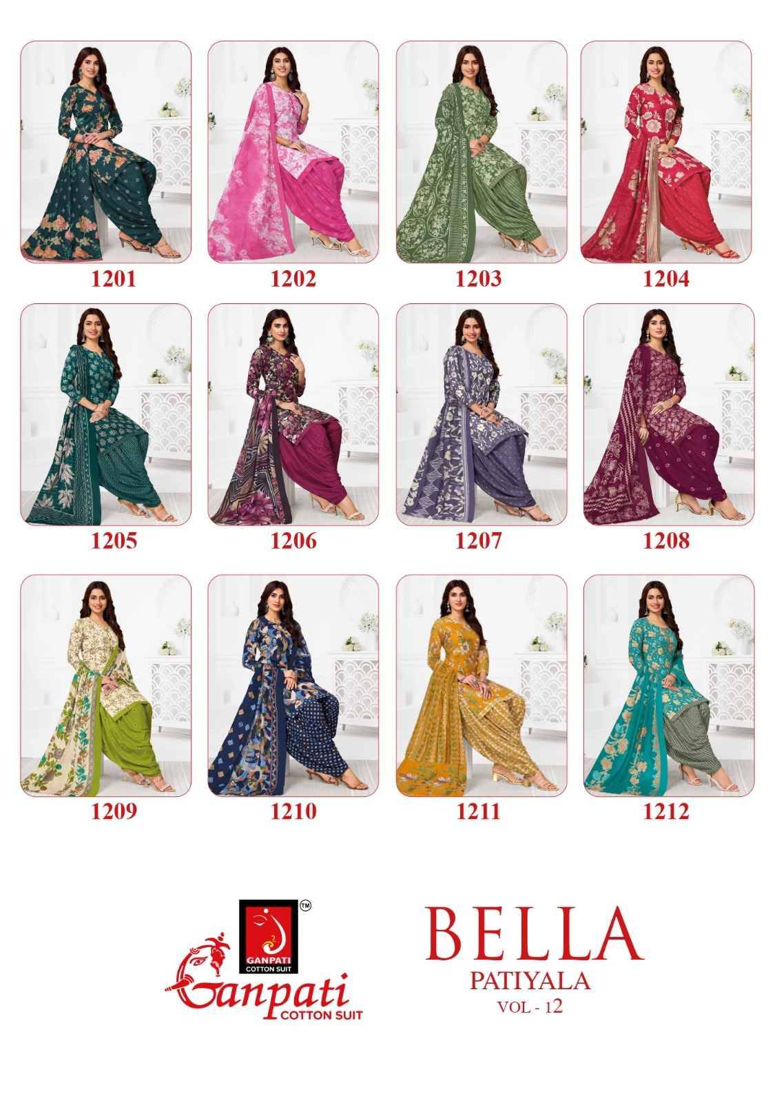 Ganpati Bella Vol 12 Cotton Salwar Suit _ Surat Wholesalers 12 Pcs Catalog 