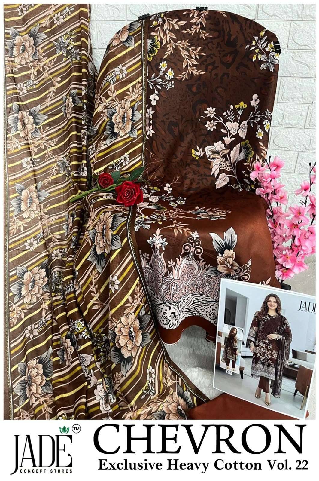 Jade Chevron Vol 22 Pure Cotton Pakistani Dress Material 6 Pcs Catalog