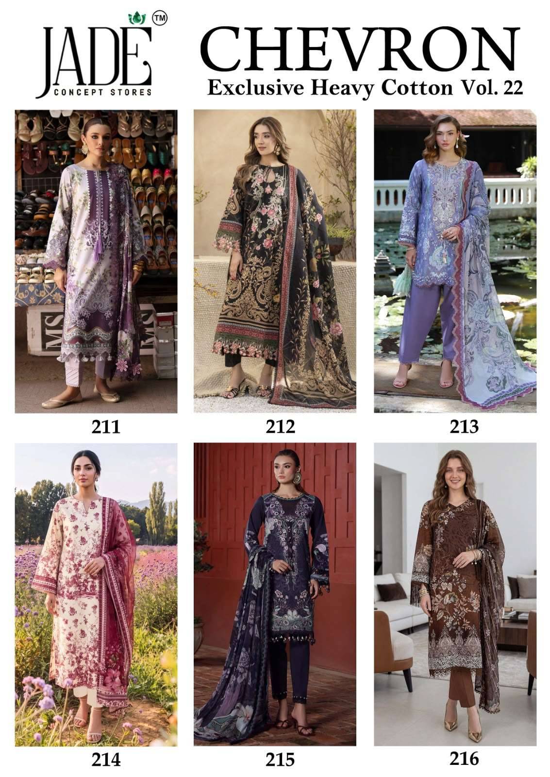 Jade Chevron Vol 22 Pure Cotton Pakistani Dress Material 6 Pcs Catalog