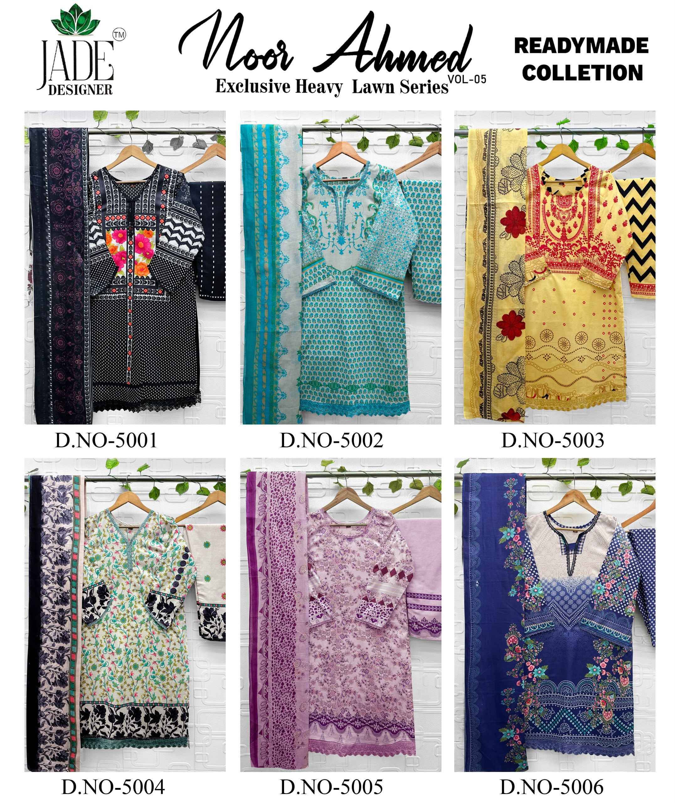 Jade Noor Ahmed Vol 5 Readymade Lawn Cotton Dress Collection  6 pcs Catalog