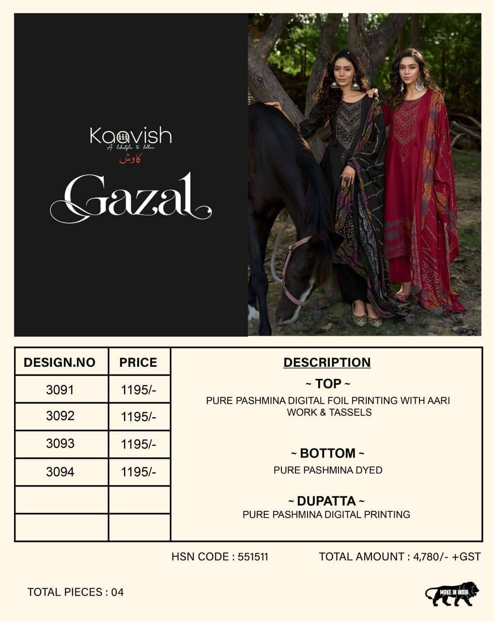 Kaavish Gazal Winter Pashmina Dress Material Latest Collection 4 Pcs Catalog
