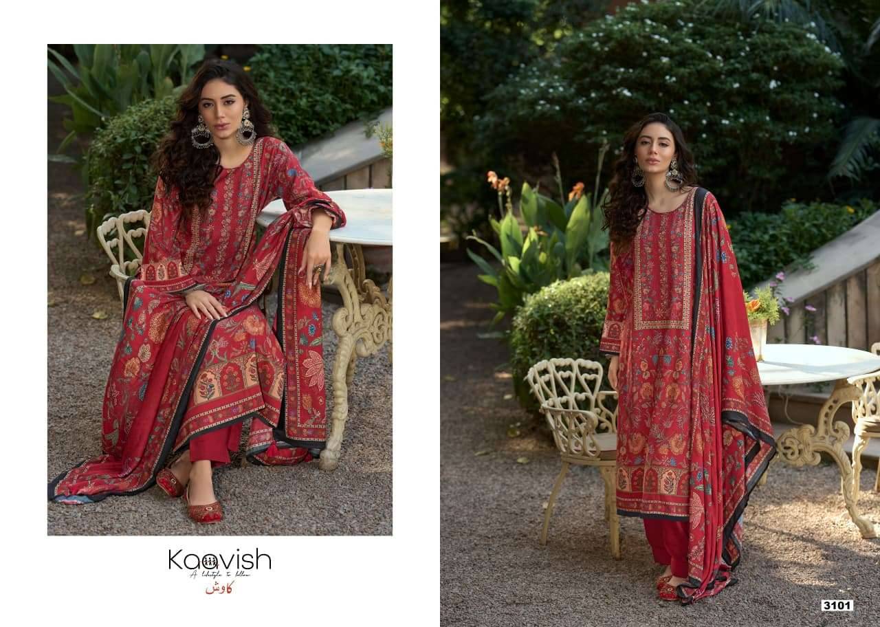 Kaavish Rosewood Pashmina Dress Materal With Price 4 Pcs Catalog