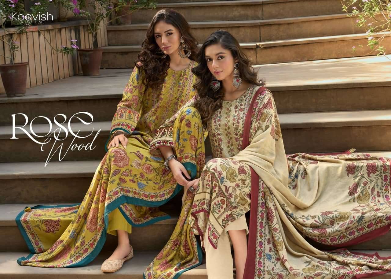 Kaavish Rosewood Pashmina Dress Materal With Price 4 Pcs Catalog