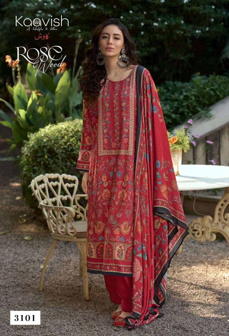 Kaavish Rosewood Pashmina Dress Materal With Price 4 Pcs Catalog