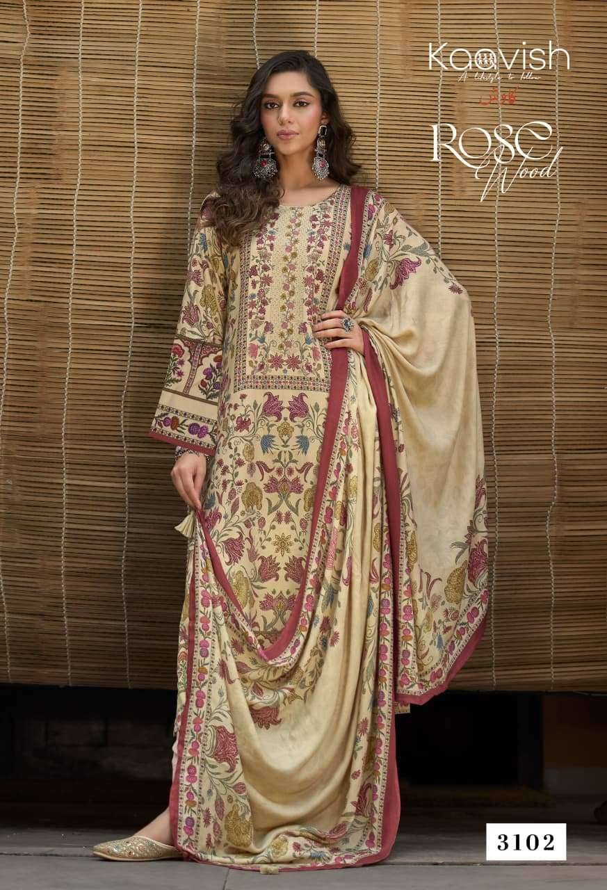 Kaavish Rosewood Pashmina Dress Materal With Price 4 Pcs Catalog