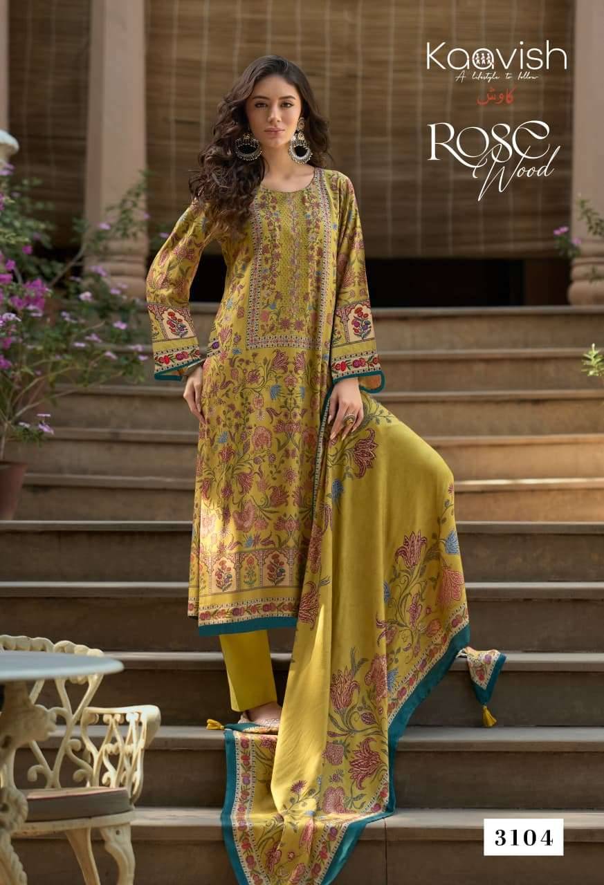 Kaavish Rosewood Pashmina Dress Materal With Price 4 Pcs Catalog