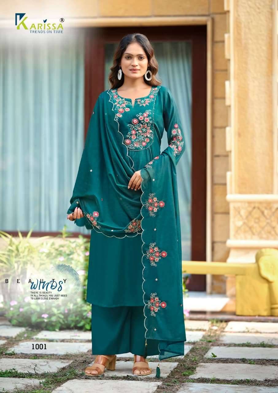 Karissa Ajmera Premium Designs Kurti Bottom Dupatta Set _ Surat Wholesale Market 4 Pcs Catalog 