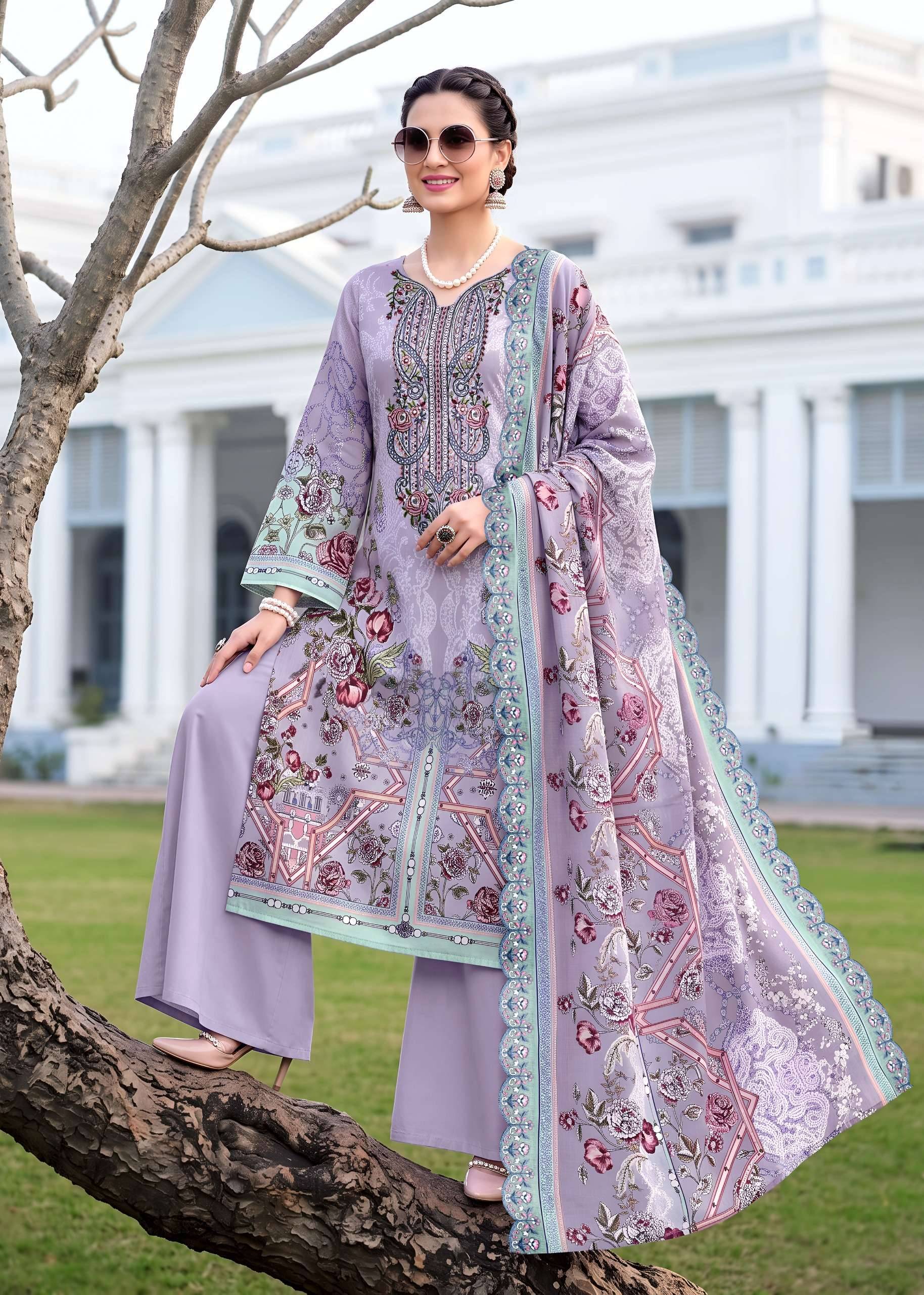 KAVYA KALA COUTURE ANARKALI VOL 29 LAWN COTTON DIGITAL PRINT WITH FANCY EMBROIDERY WORK SUIT