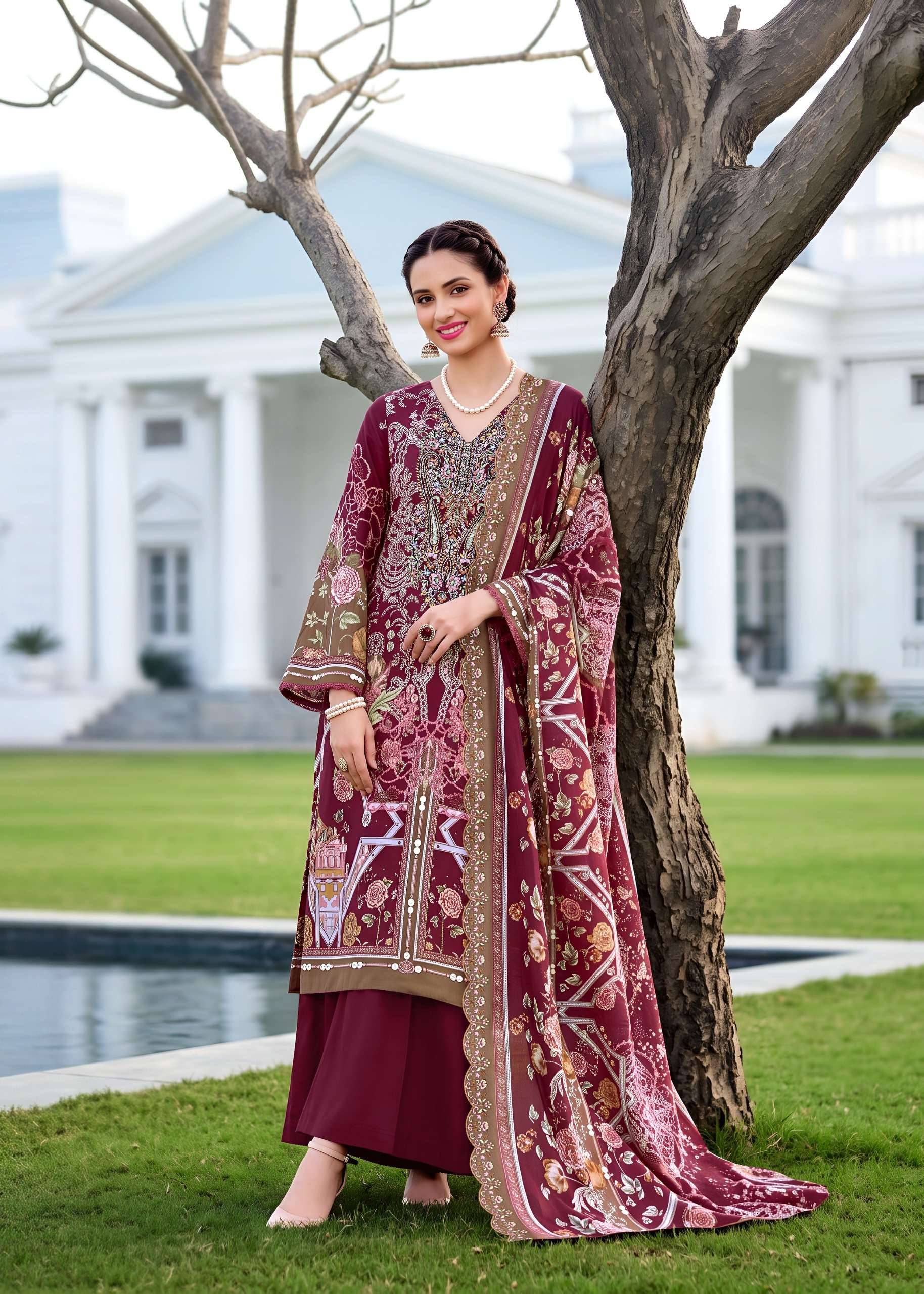 KAVYA KALA COUTURE ANARKALI VOL 29 LAWN COTTON DIGITAL PRINT WITH FANCY EMBROIDERY WORK SUIT