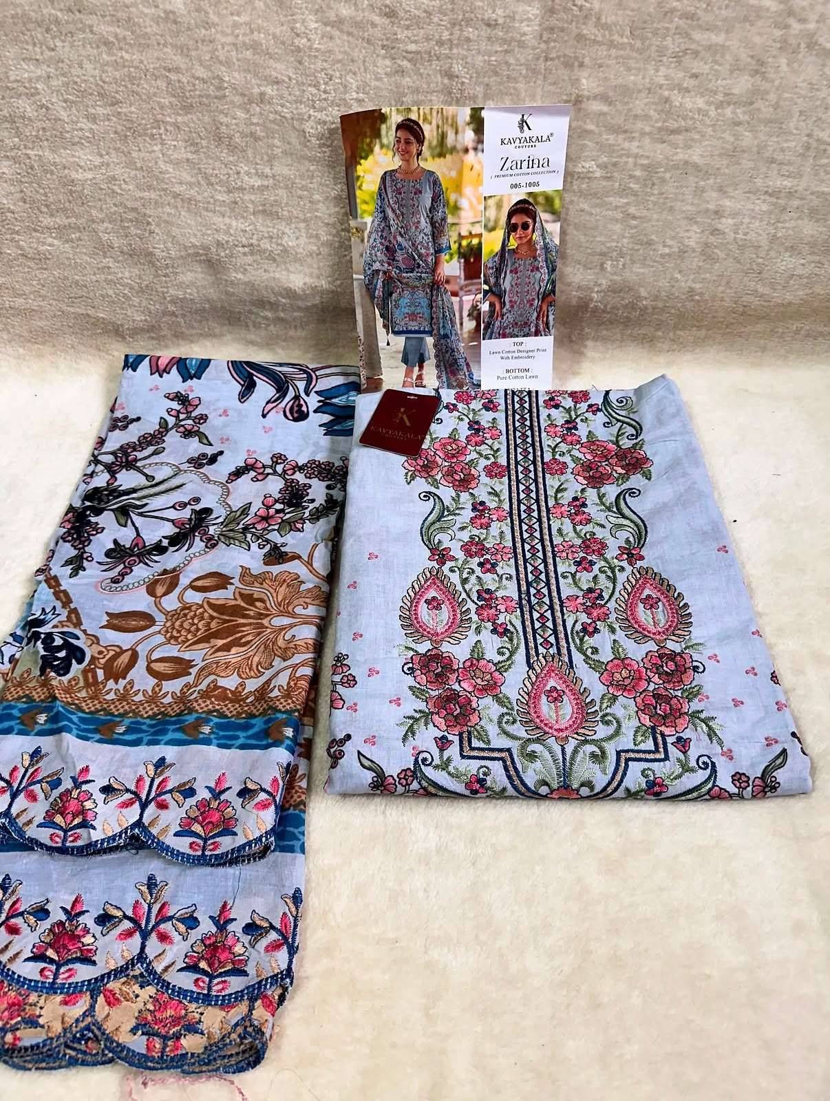 KAVYA KALA COUTURE ZARINA‎ LAWN DRESS MATERIAL 6 PCS CATALOG