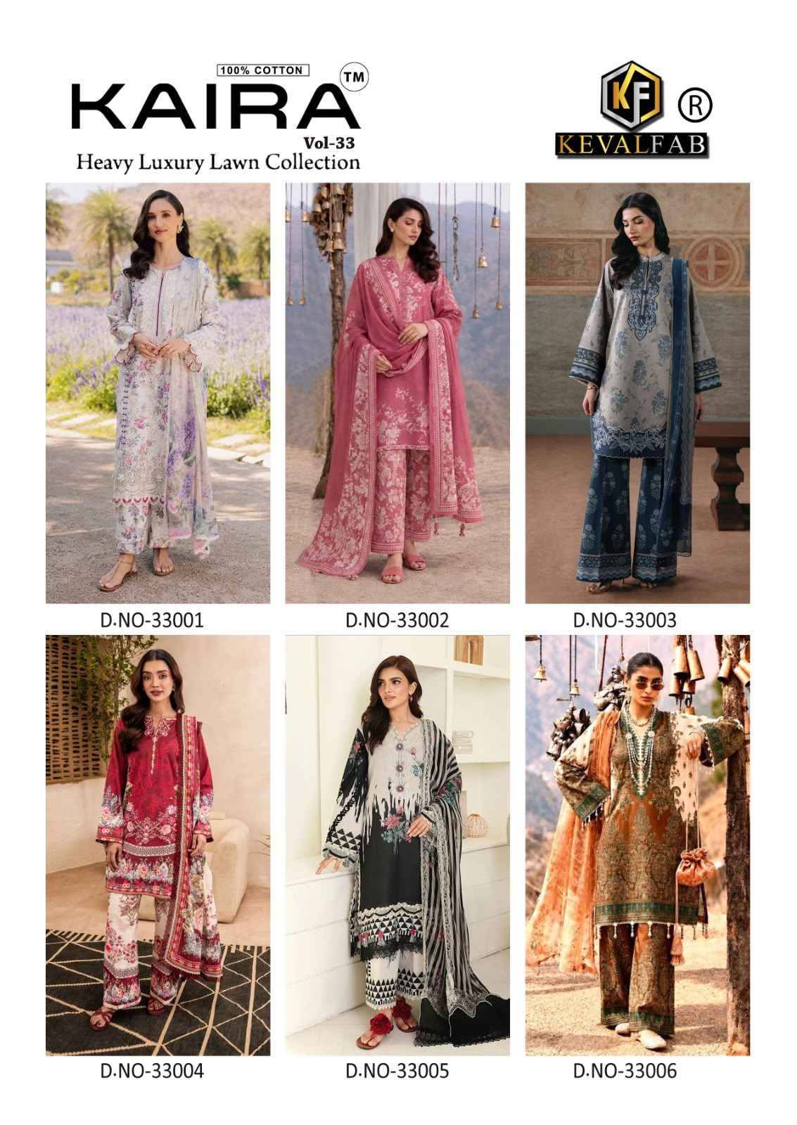 Keval Fab Kaira Vol 33 Lawn Cotton Dress Material 6 pcs Catalog | Wholesale Catalog Surat