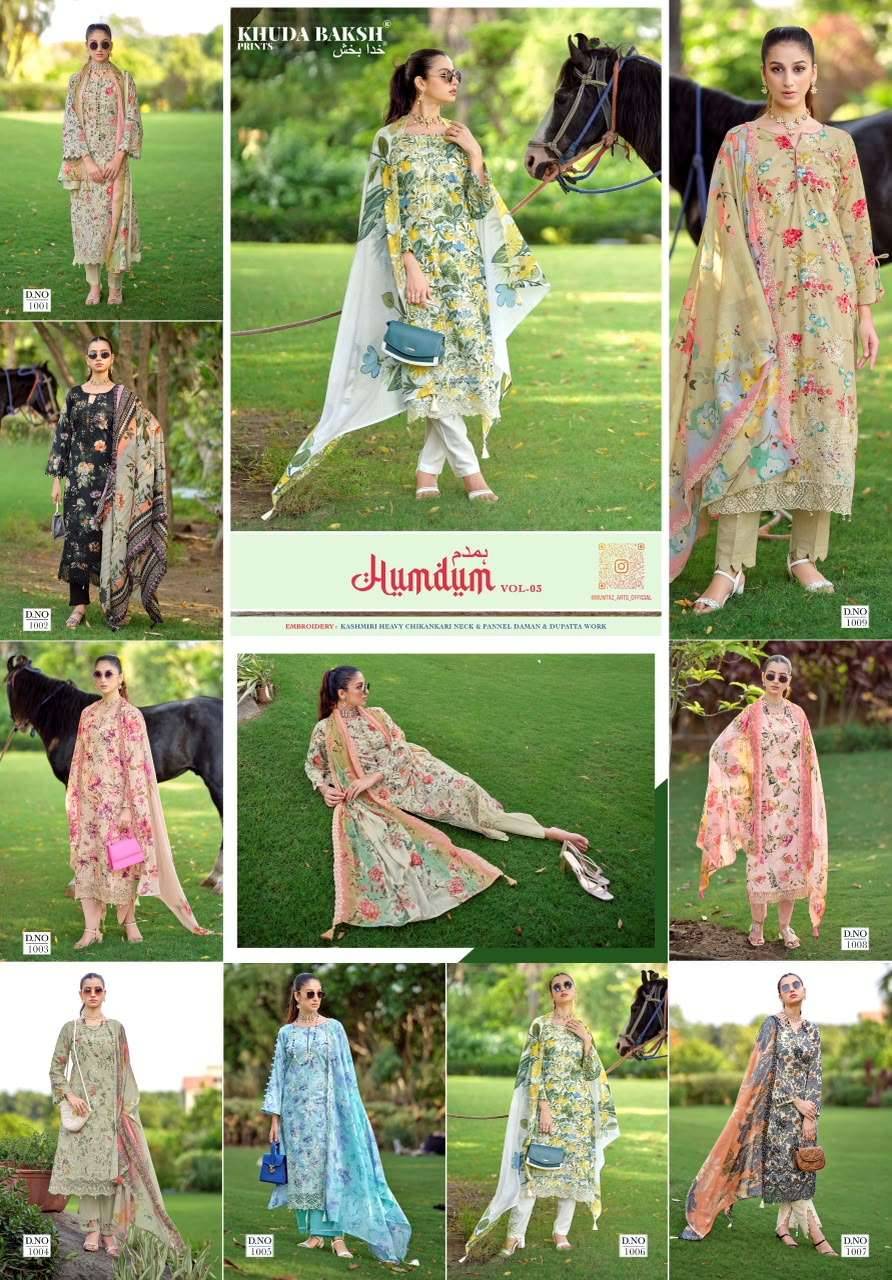 Khuda Baksh Humdum Vol 3 Chikankari Pure Lawn Dress Material 10 Pcs Catalog