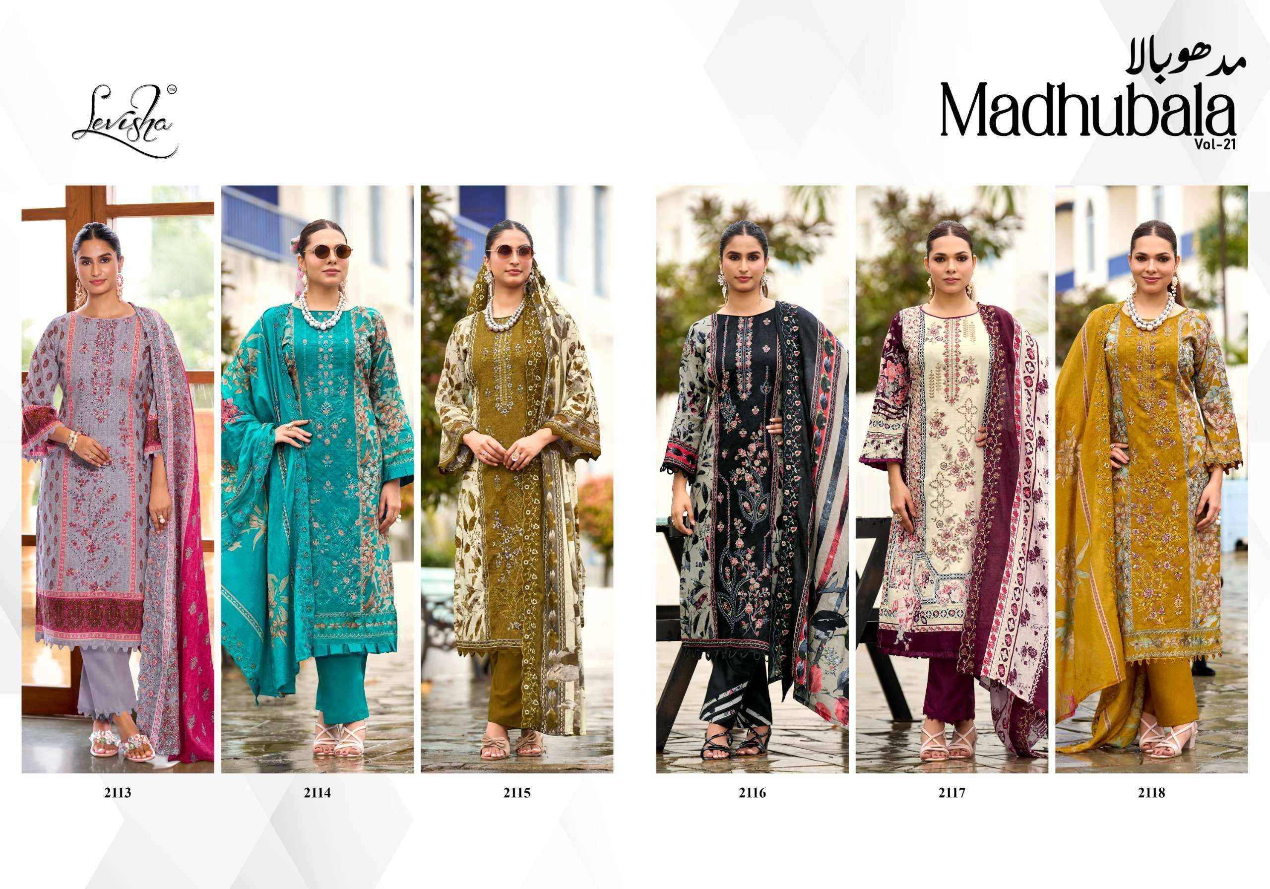 Levisha Madhubala Vol 21 Lawn Cotton Salwar Suit 6 Pcs Catalog 