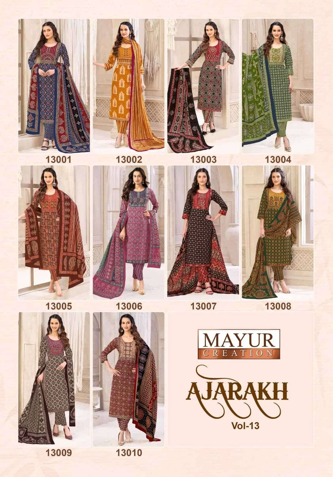Mayur Ajarakh Vol 13 Pure Cotton Readymade Suits 10 Pcs Catalog
