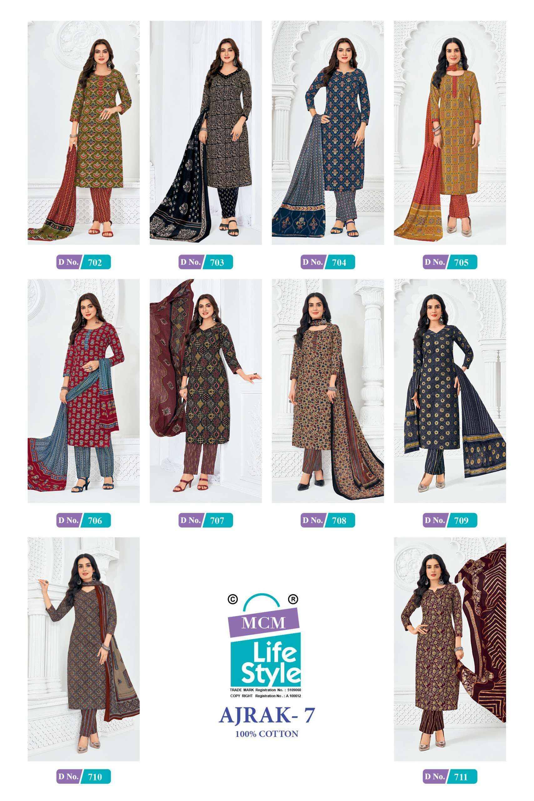 MCM Lifestyle Ajrak Vol 7 Readymade Cotton Suits 10 pcs Catalog | Wholesale Market Surat 