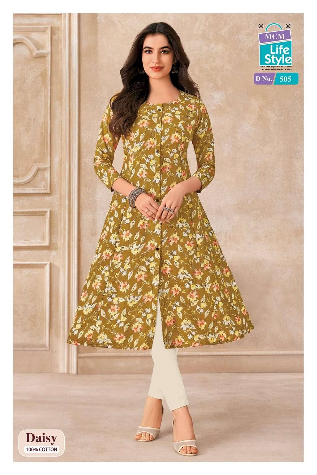 Mcm Lifestyle Daisy Vol 5 Pure Cotton A line Kurta Ladies Collection _ Surat Wholesale Market 10 Pcs Catalog 