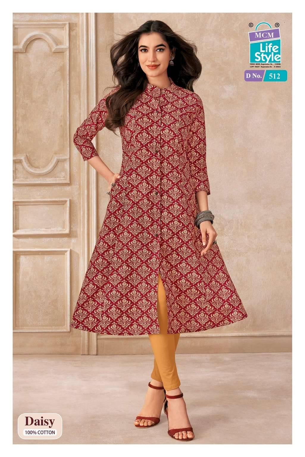 Mcm Lifestyle Daisy Vol 5 Pure Cotton A line Kurta Ladies Collection _ Surat Wholesale Market 10 Pcs Catalog 
