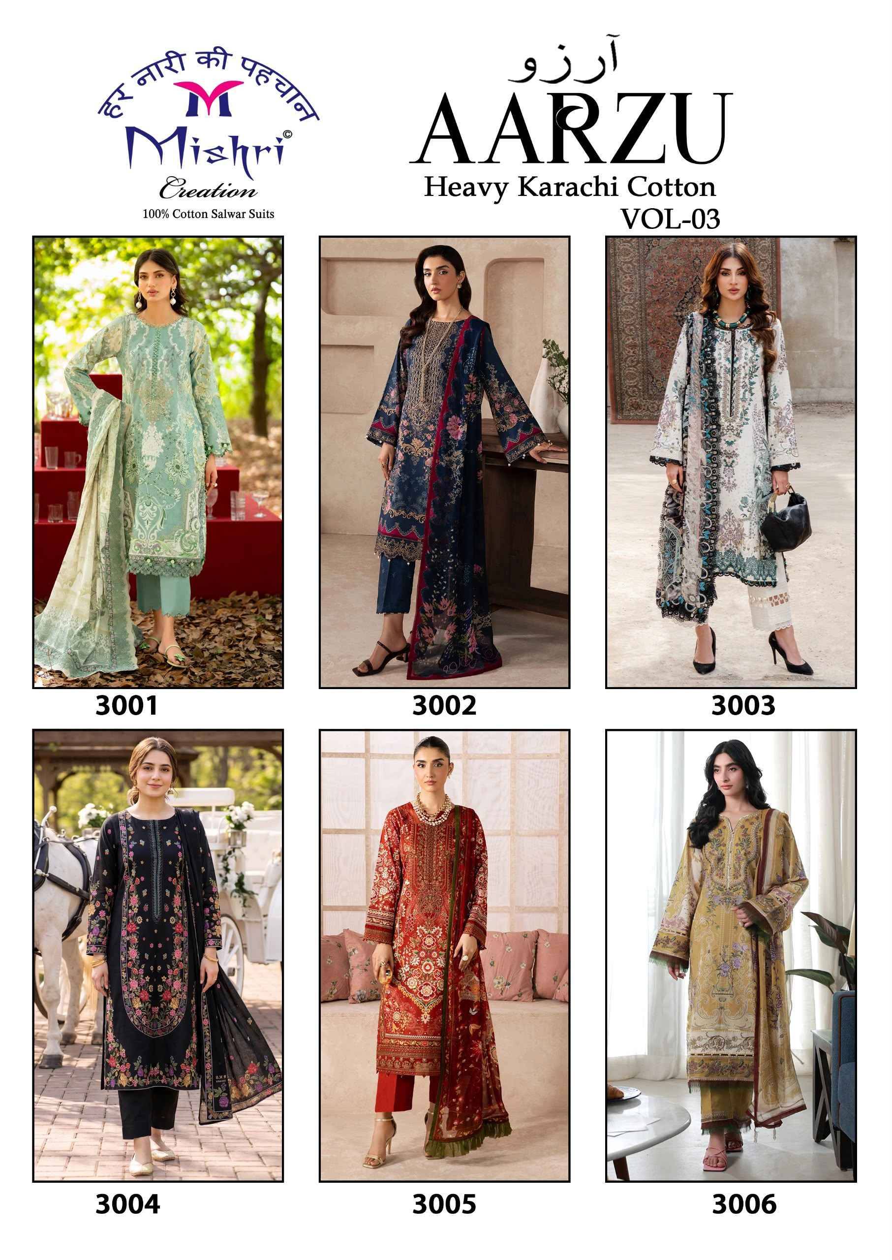 Mishri Creation Aarzu Vol 3 Cotton Dress Material 6 pcs Catalog | Surat Textile Market