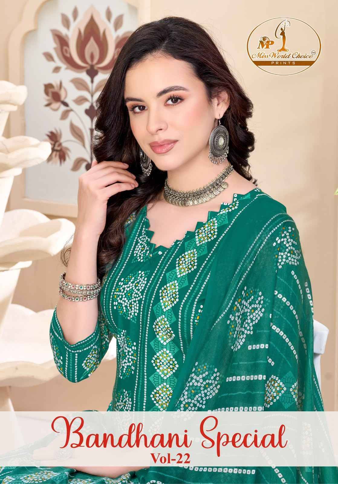 Miss World Choice Bandhni Special Vol 22 Cotton Dress Material 10 pcs Catalog