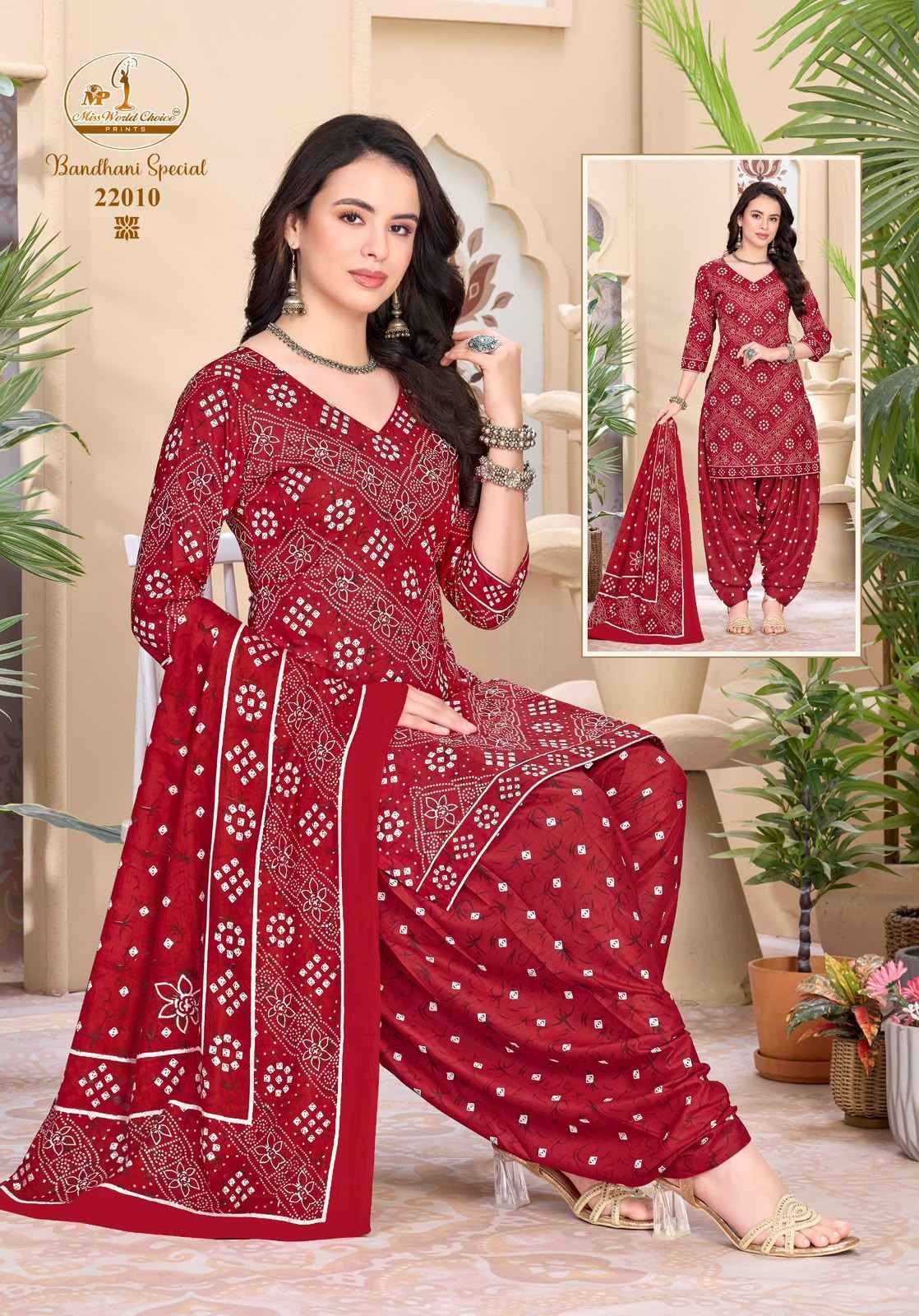 Miss World Choice Bandhni Special Vol 22 Cotton Dress Material 10 pcs Catalog