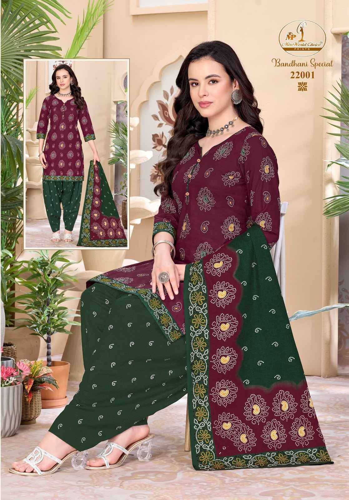 Miss World Choice Bandhni Special Vol 22 Cotton Dress Material 10 pcs Catalog