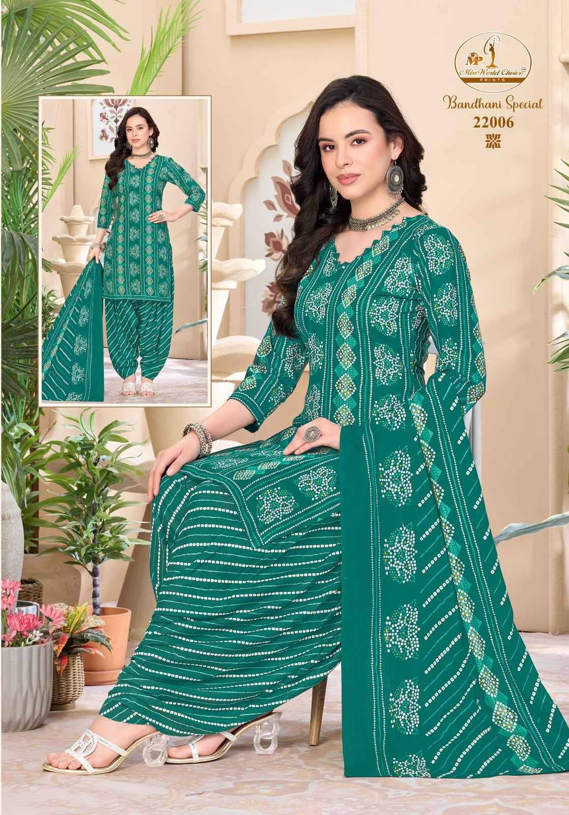 Miss World Choice Bandhni Special Vol 22 Cotton Dress Material 10 pcs Catalog
