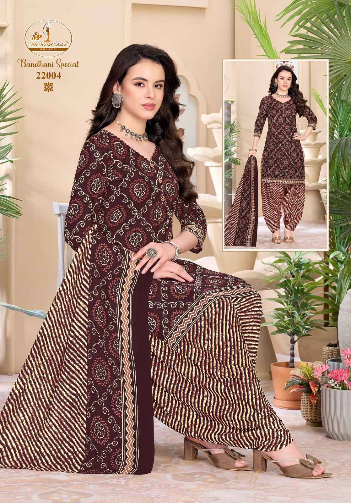 Miss World Choice Bandhni Special Vol 22 Cotton Dress Material 10 pcs Catalog
