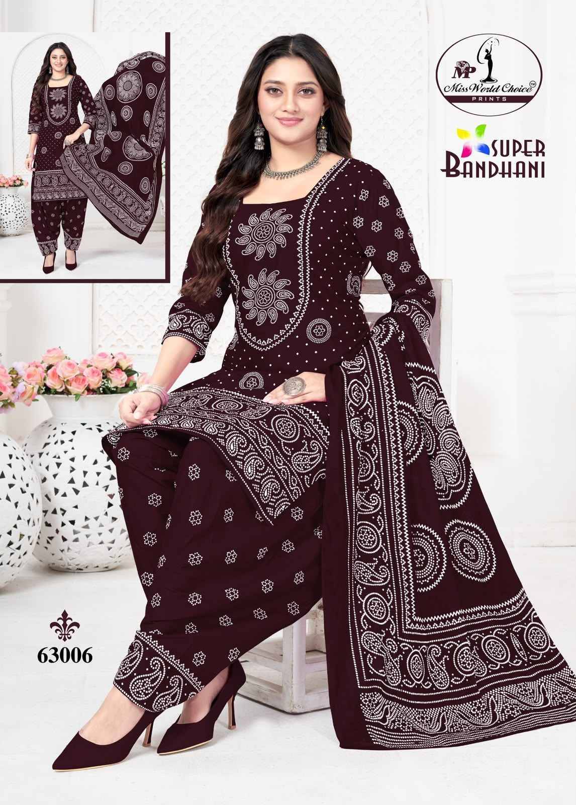 Miss World Choice Super Bandhani Vol 63 Cotton Salwar Suits 10 pcs Catalogue