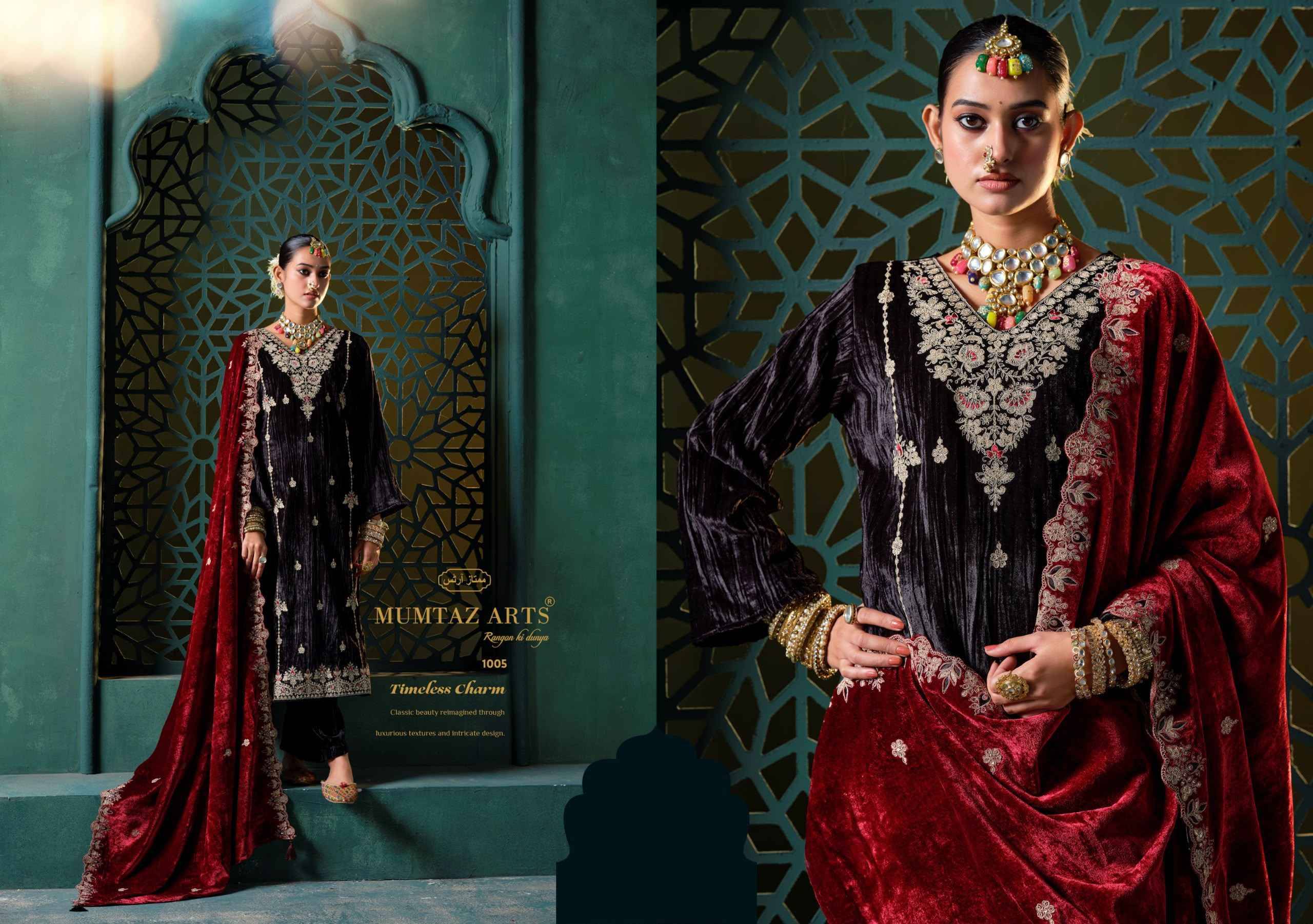 Mumtaz Arts Rukhsar Velvet Dress Material 5 pcs Catalog | Wholesale Textiles Direct from Surat