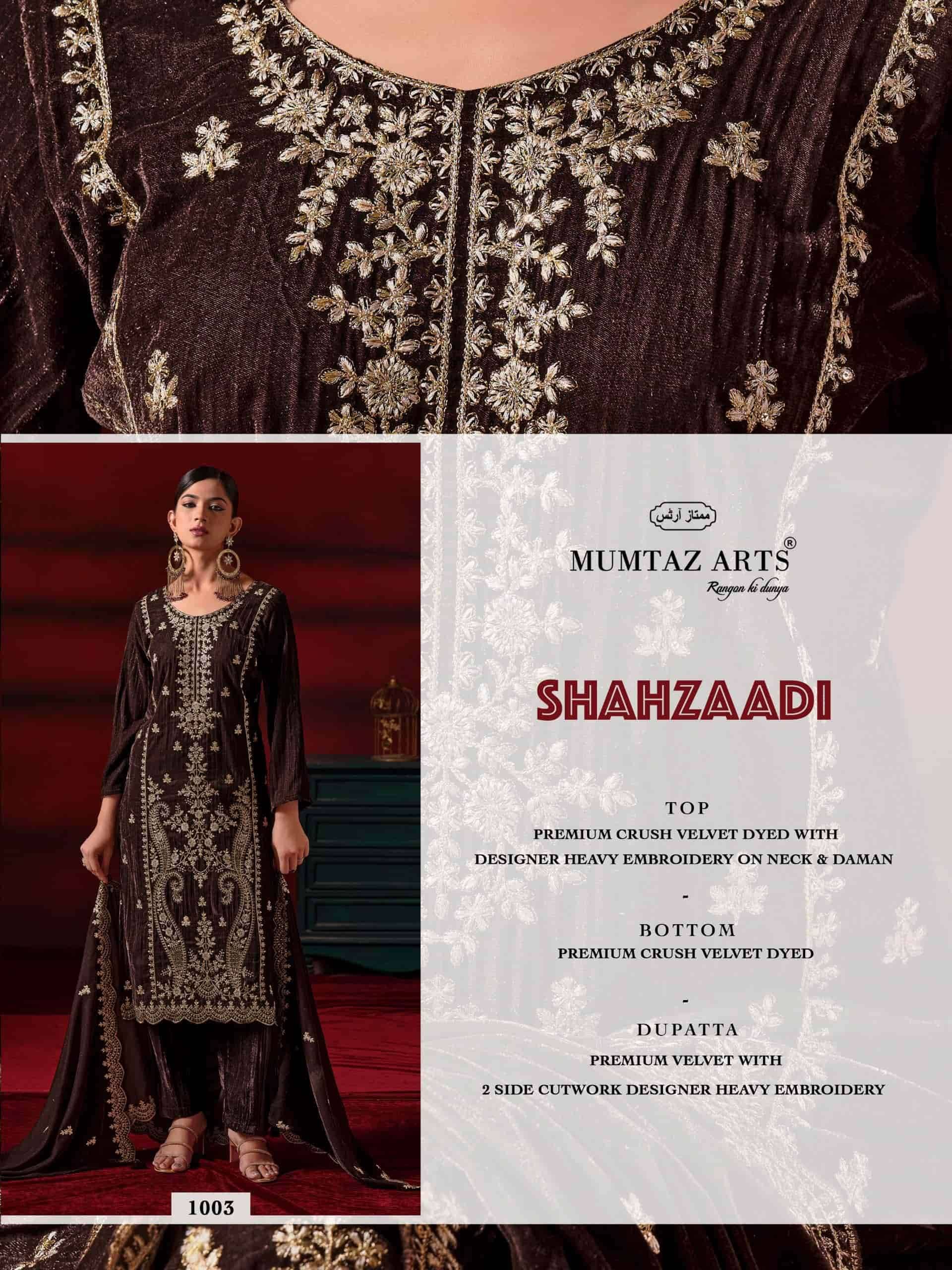 Mumtaz Arts Shahzaadi Designer Velvet Wedding Wear Salwar Kameez _ Surat Wholesale Market 4 Pcs Catalog 