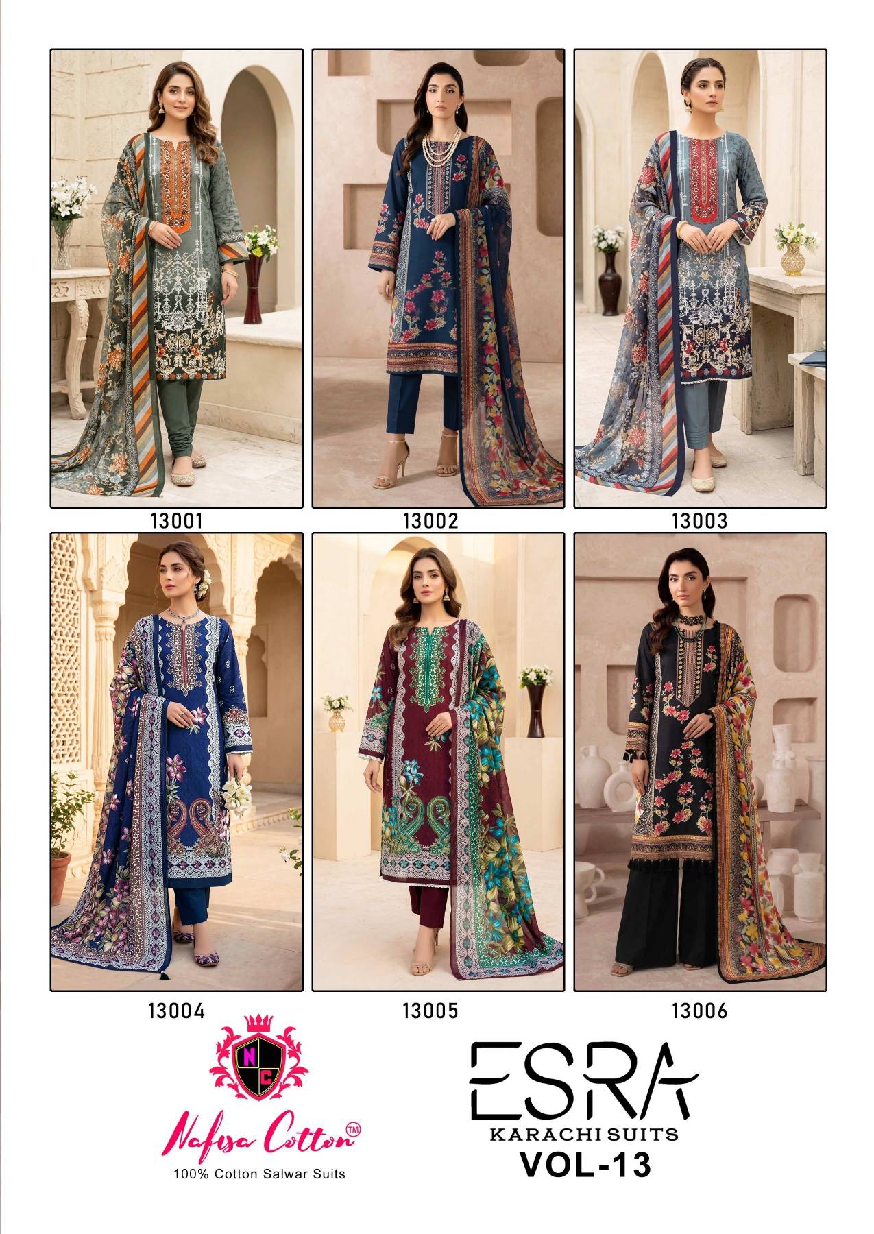 Nafisa Esra vol 19 Karachi Pakistani Dress Material 6 Pcs Catalog