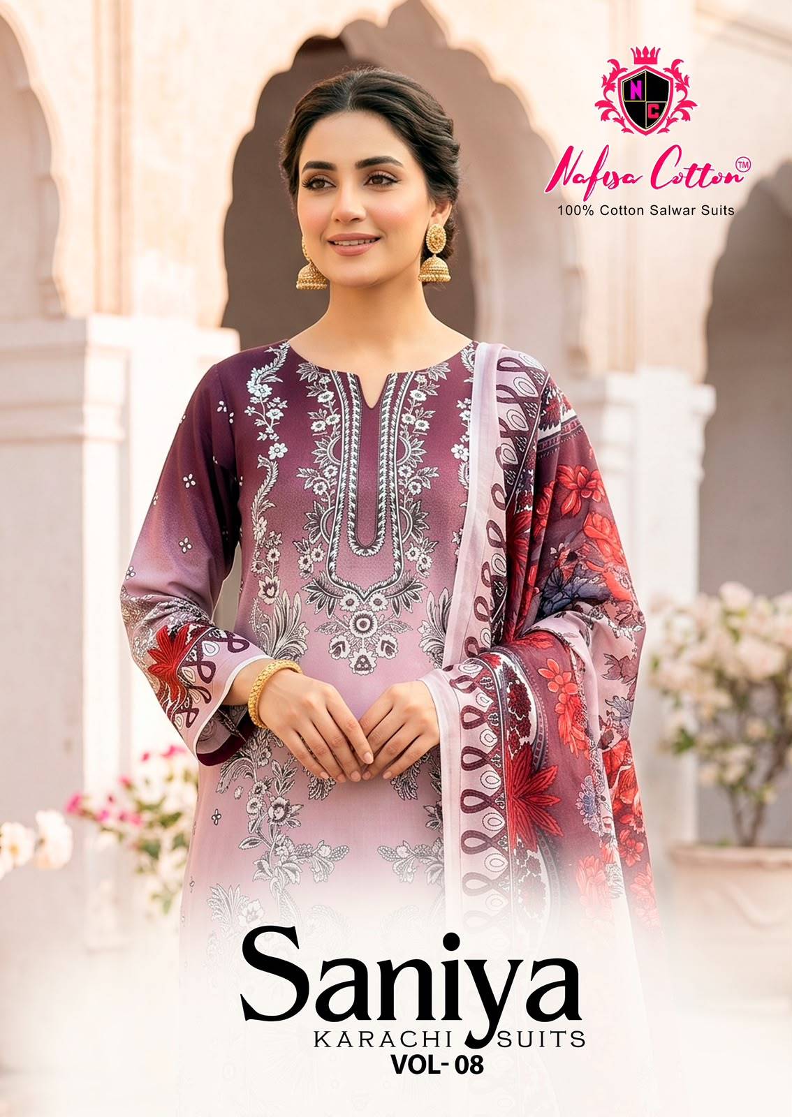 Nafisa saniya Vol 8 Karachi Mix Cotton Dress material 6 Pcs Catalog