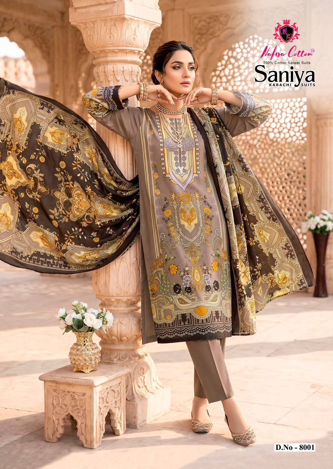 Nafisa saniya Vol 8 Karachi Mix Cotton Dress material 6 Pcs Catalog