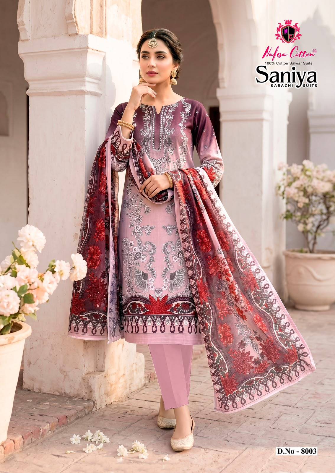 Nafisa saniya Vol 8 Karachi Mix Cotton Dress material 6 Pcs Catalog