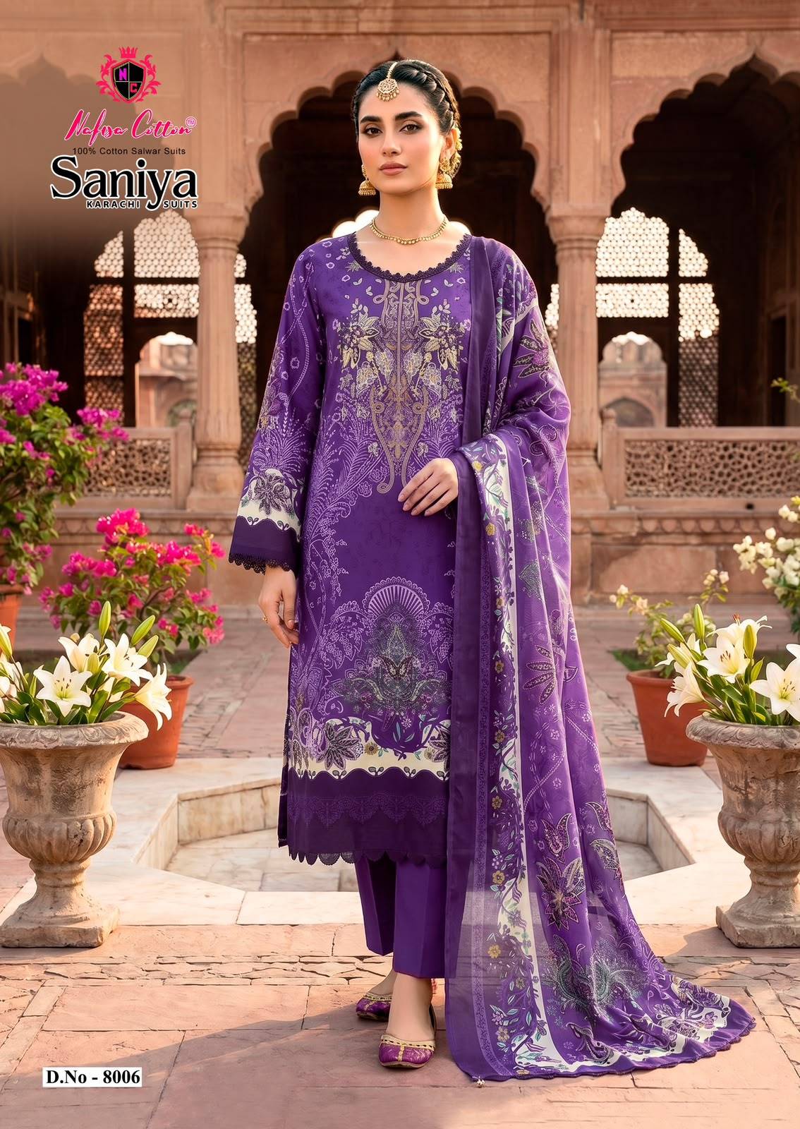 Nafisa saniya Vol 8 Karachi Mix Cotton Dress material 6 Pcs Catalog