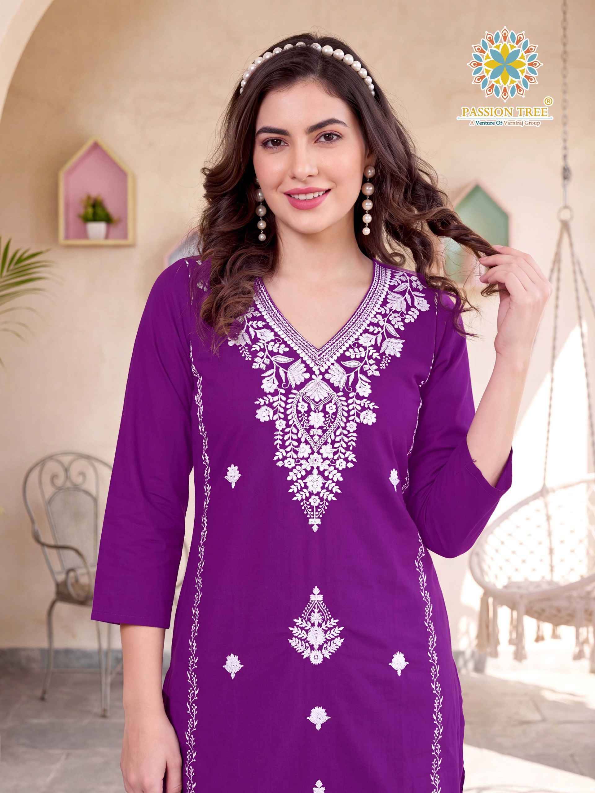 Passion Tree Lucknowi Vol 3 Dhabu Cotton Kurti With Plazzo 6 pcs Catalog