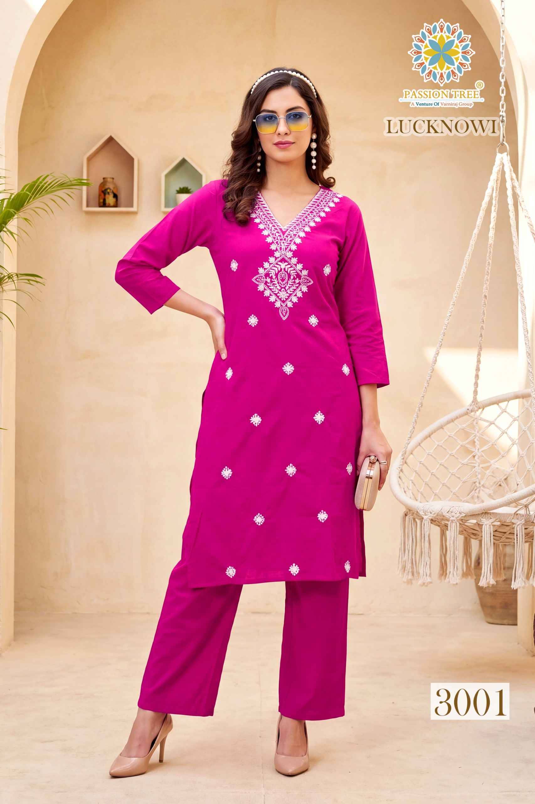 Passion Tree Lucknowi Vol 3 Dhabu Cotton Kurti With Plazzo 6 pcs Catalog