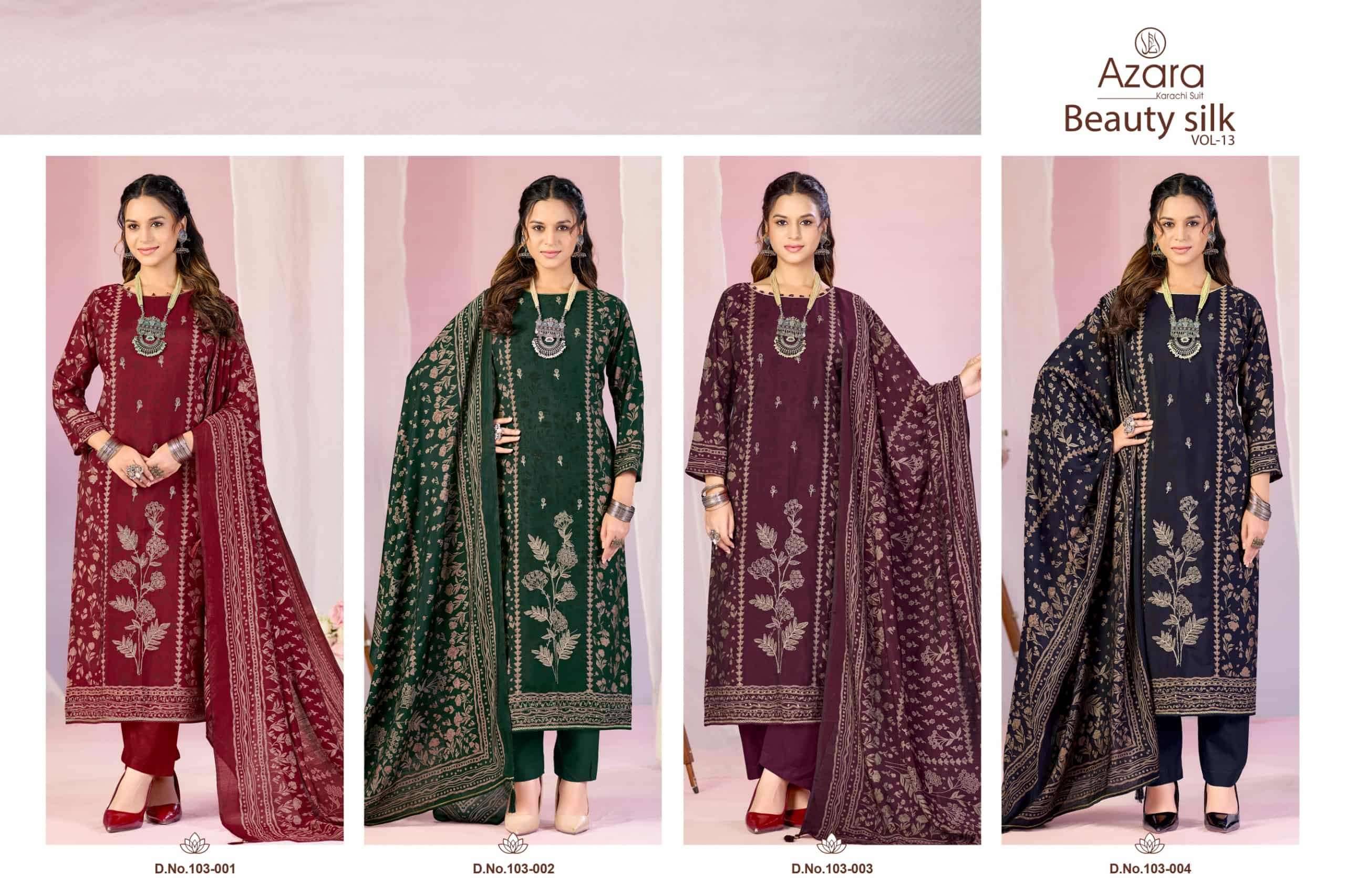 Radhika Azara Beauty Silk 13 Modal Muslin Dress Material 4 Pcs Catalog
