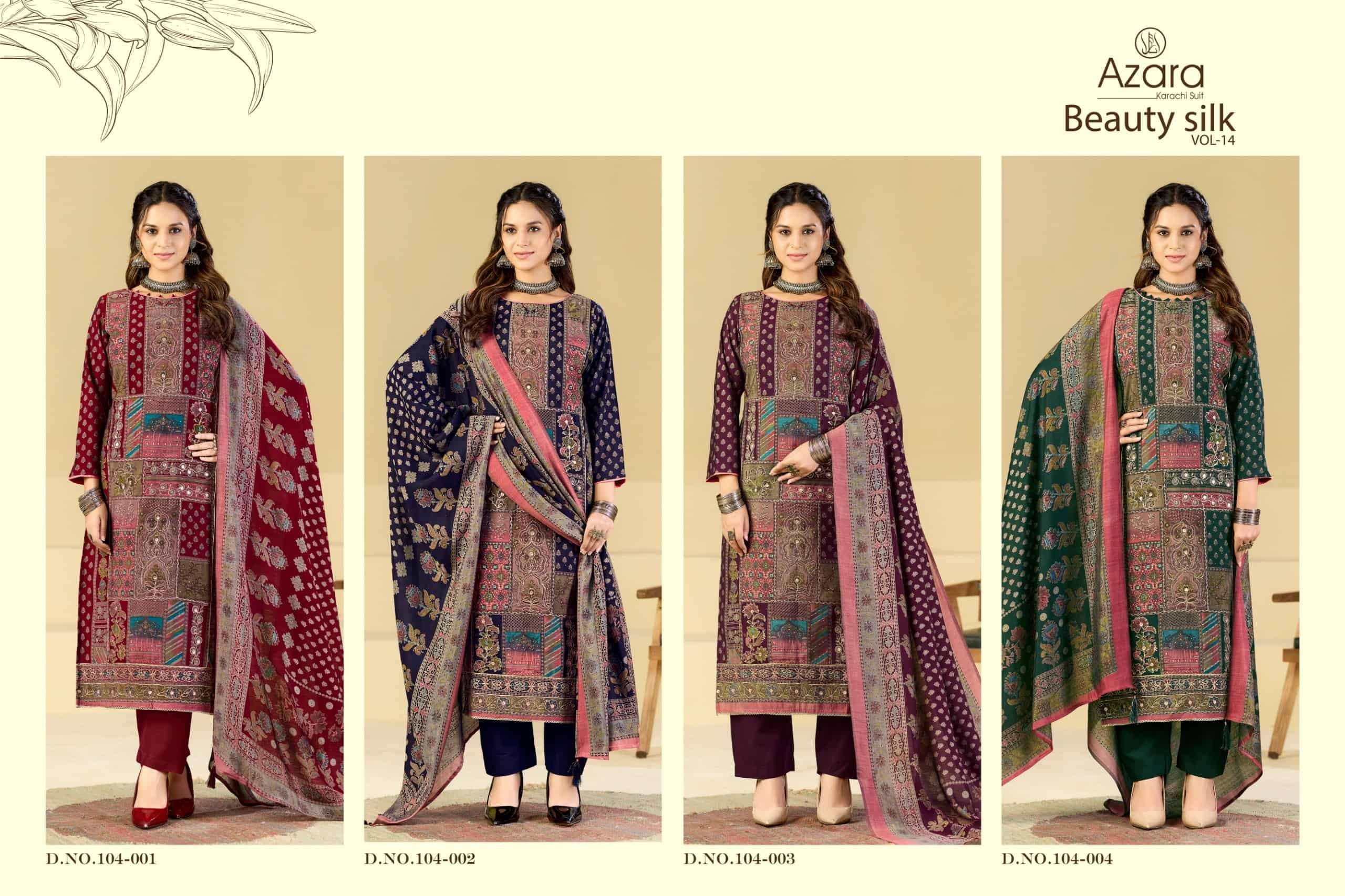 Radhika Azara Beauty Silk Vol 14 Muslin Dress Material 4 Pcs Catalog