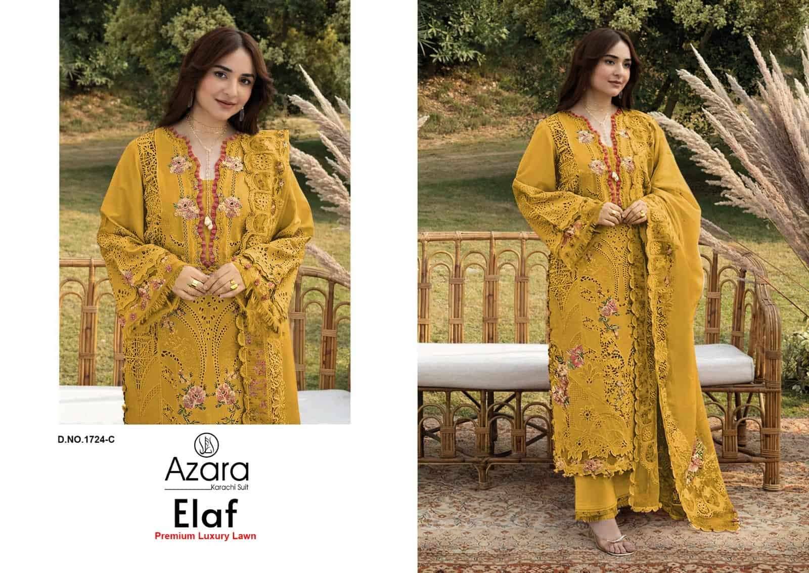 Radhika Azara Elaf Premium Luxury Lawn Pakistani Suits 4 Pcs Catalog