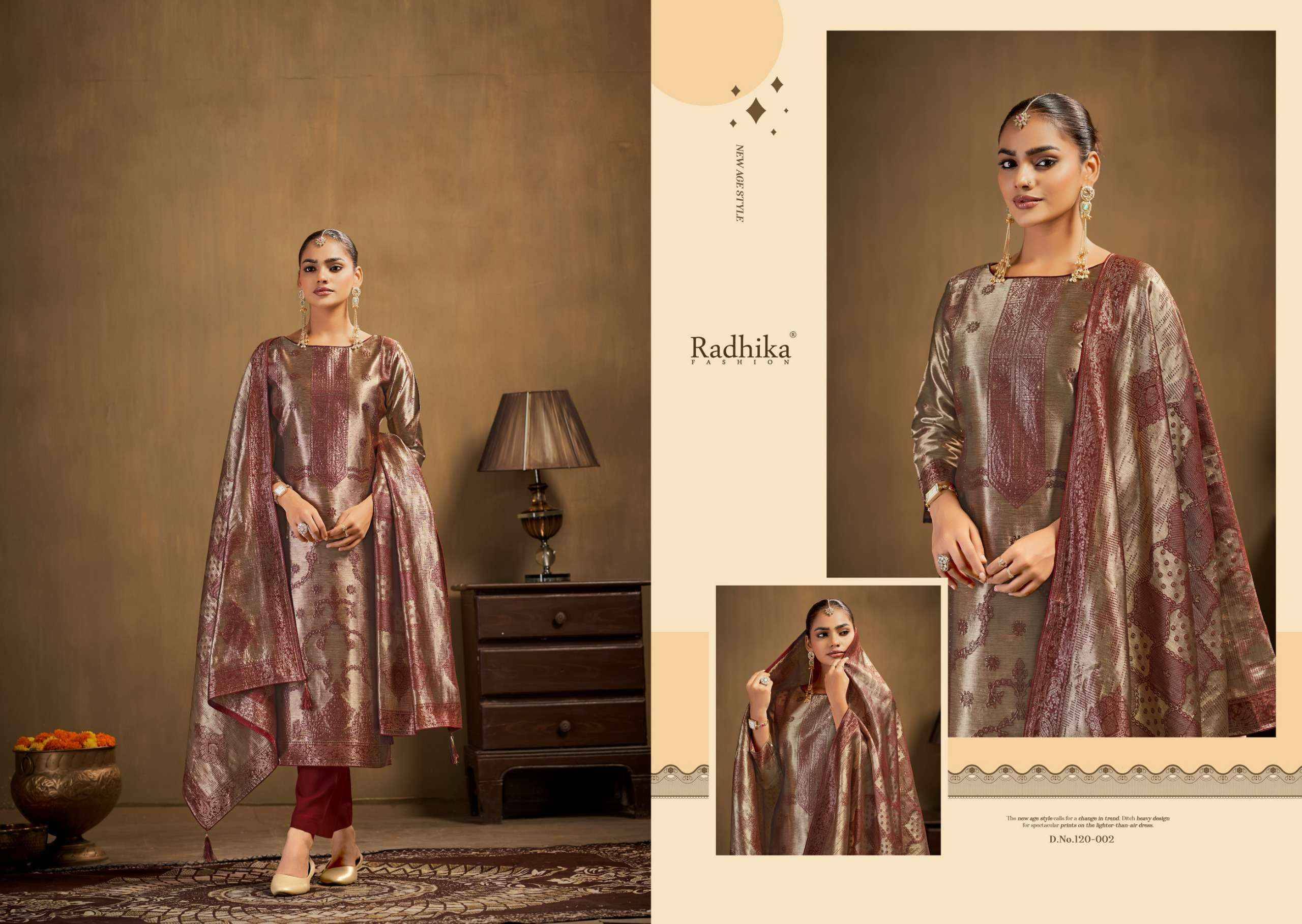 Radhika Fashion Azara Advance Banarashi Adah Vol 1 Jacquard Salwar Suit _ Surat Wholesalers 6 Pcs Catalog  